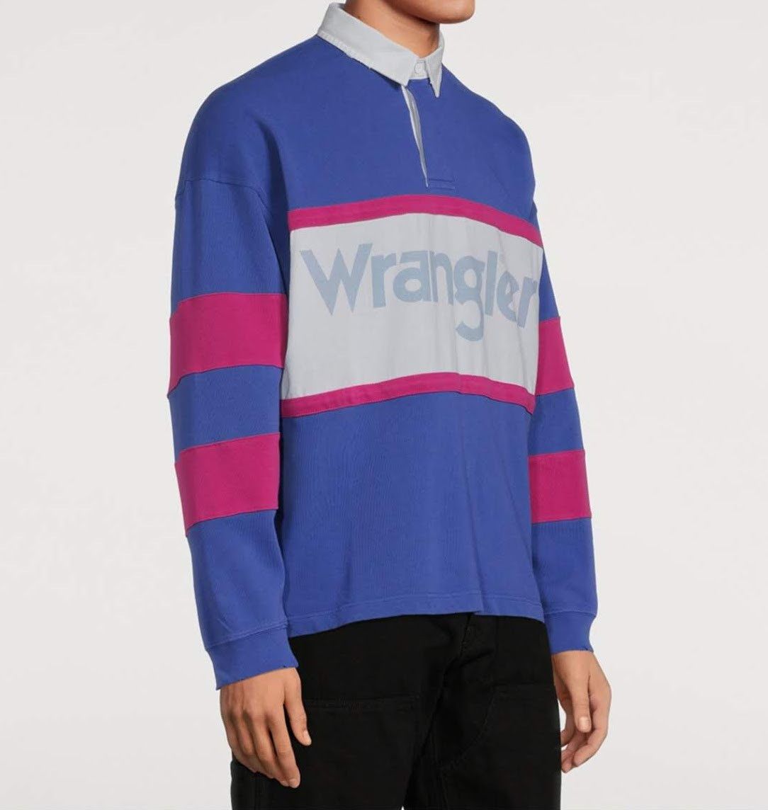 image of Gant x Wrangler Washed Heavy Rugger Shirt - Unisex in Blue/Pink, Men's (Size Large)