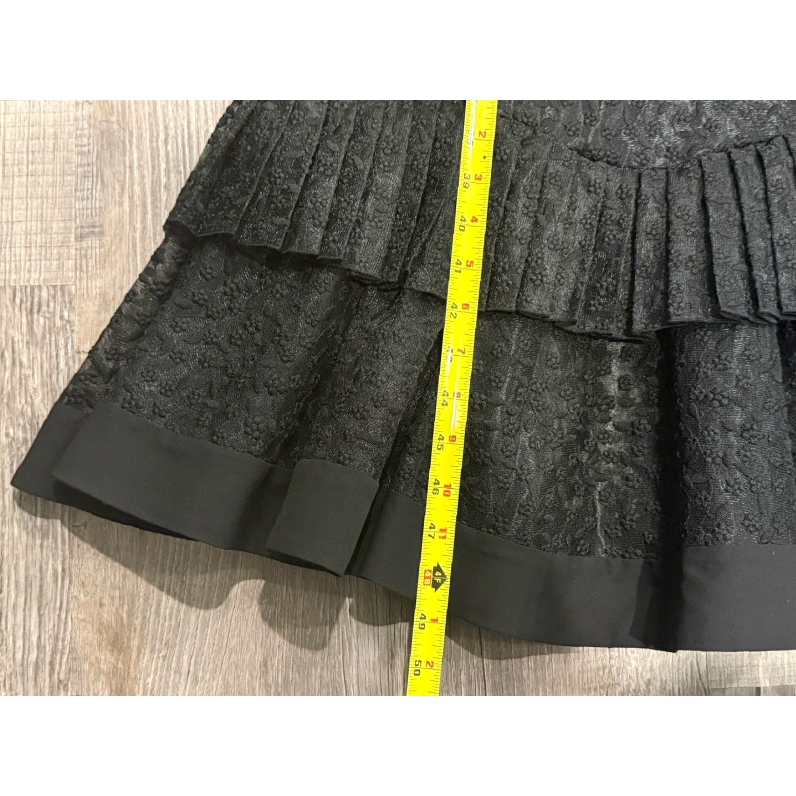 ALEXIS ALEXIS Dress Black Midi V-Neck Tiered Ruffle Floral Lace Size L Designer Size L / US 10 / IT 46 - 3 Thumbnail