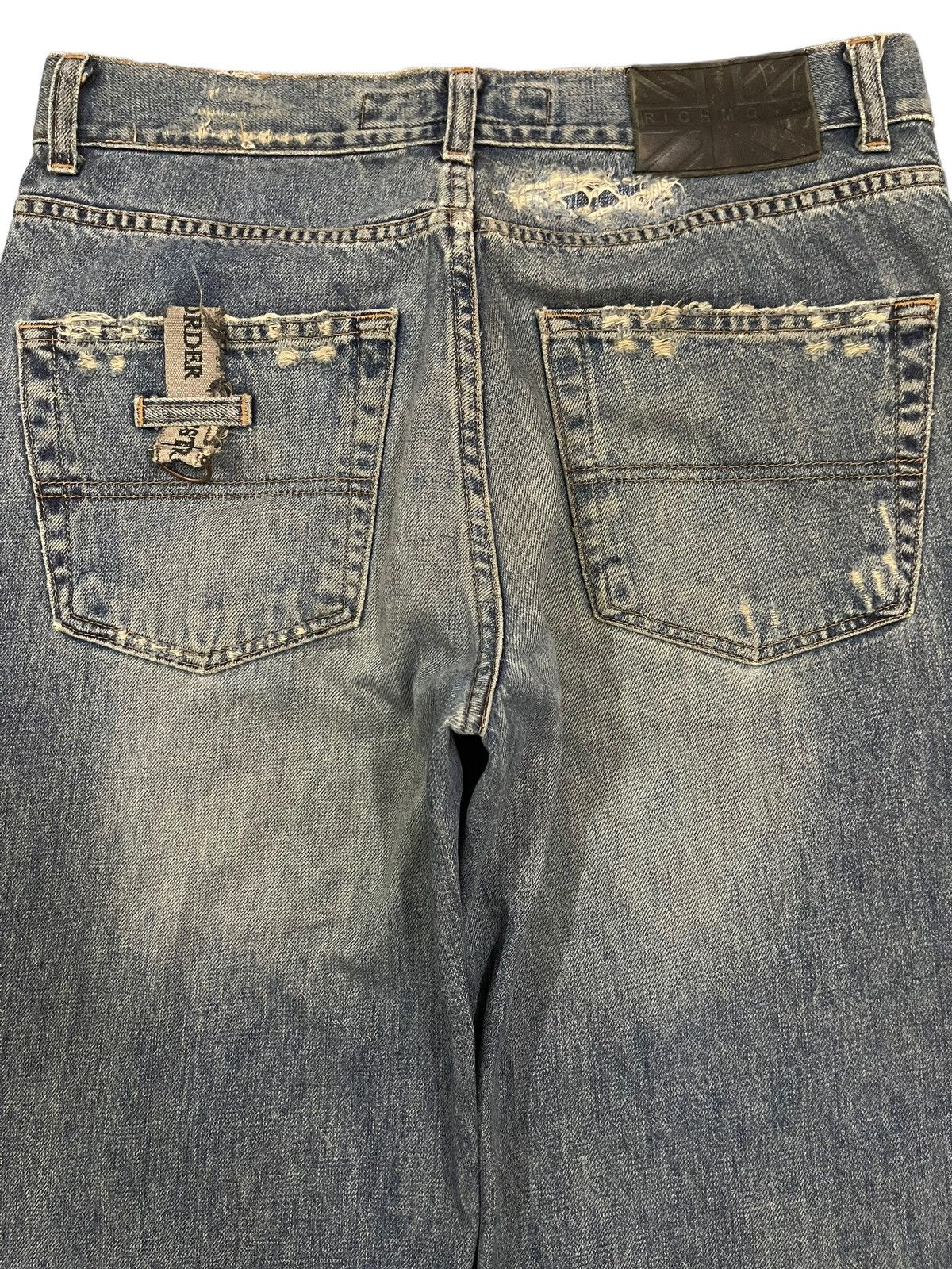 Richmond Denim Vintage Richmond Denim Blue Wash Distress Baggy Jeans Size US 31 - 4 Thumbnail