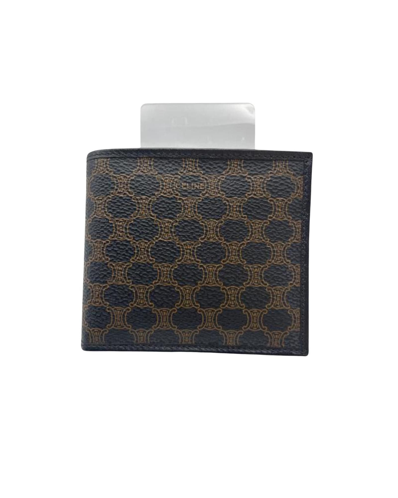 image of Celine Sleek Black Leather Bi-Fold Wallet, Women's