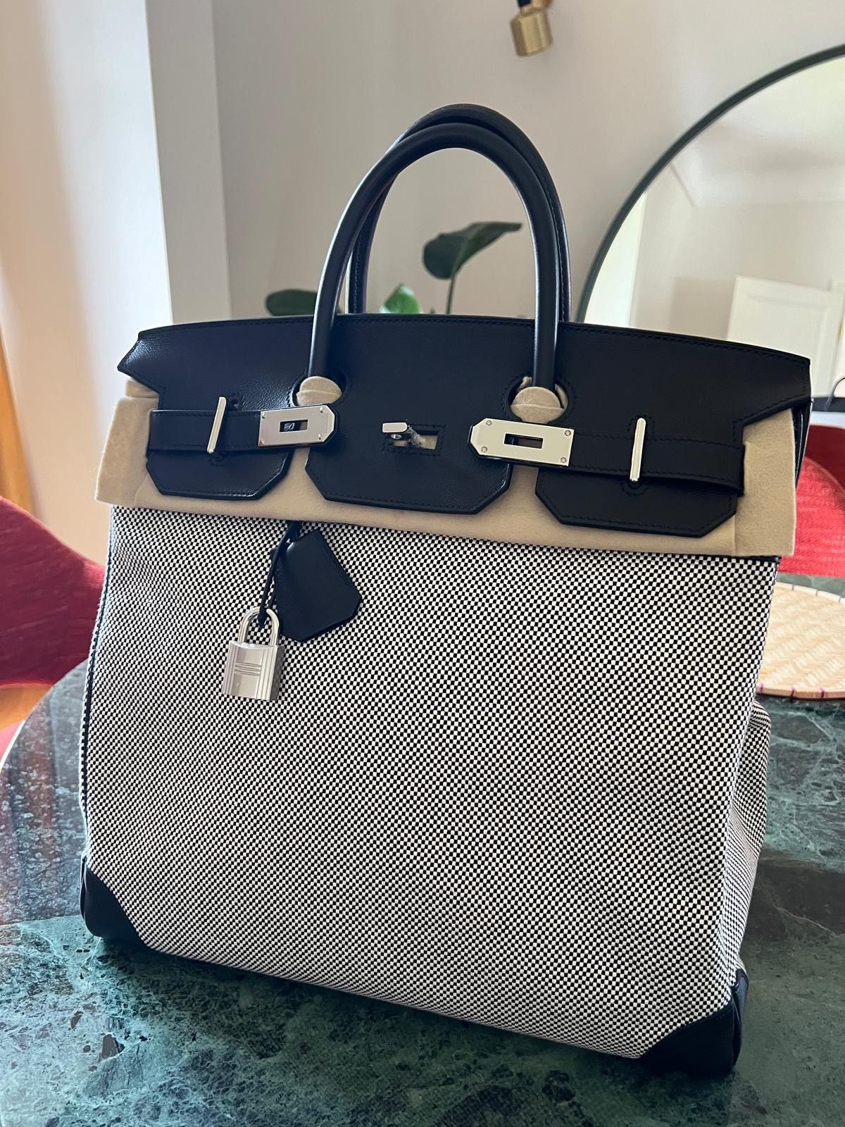 Hermes Hermès SAC HAUT A COURROIES 40 TOILE CRISS/VEAU EVERGRAIN Size ONE SIZE - 12 Thumbnail