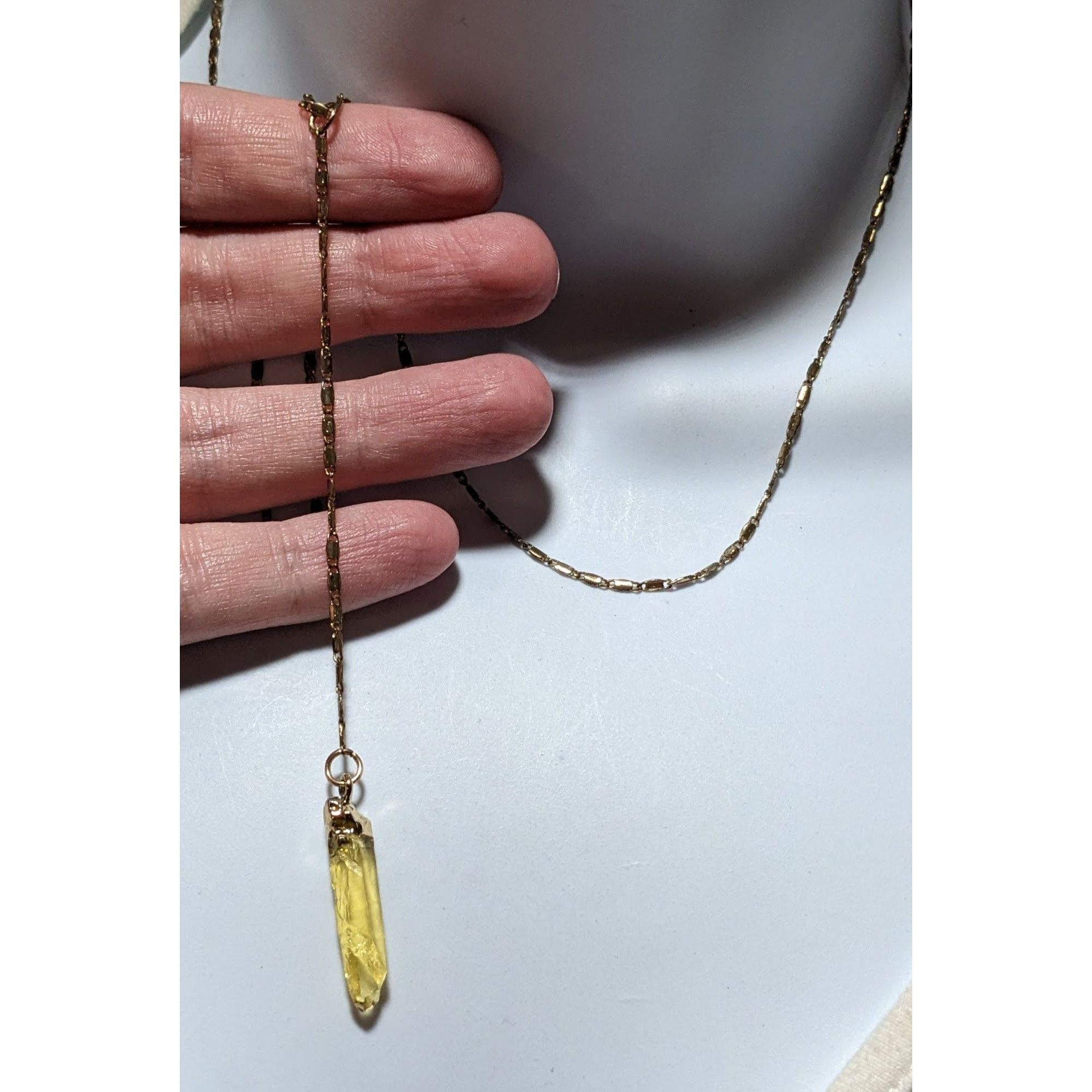 Other Yellow Crystal Pendant Gold Lariat Necklace Size ONE SIZE - 8 Thumbnail