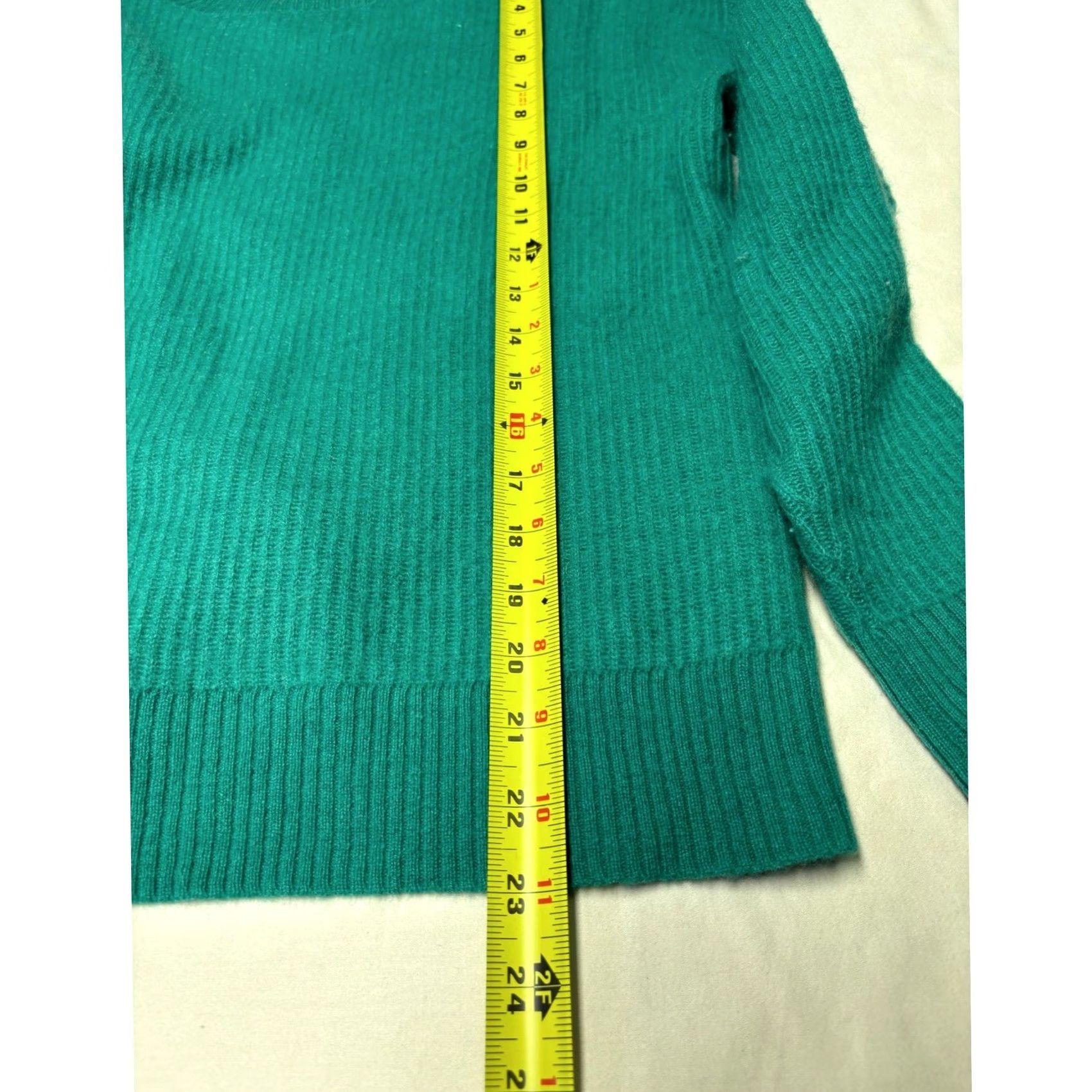 Charter Club Charter Club 100% Cashmere V-Neck Ribbed Sweater Teal Green Womens PS Size S / US 4 / IT 40 - 4 Thumbnail