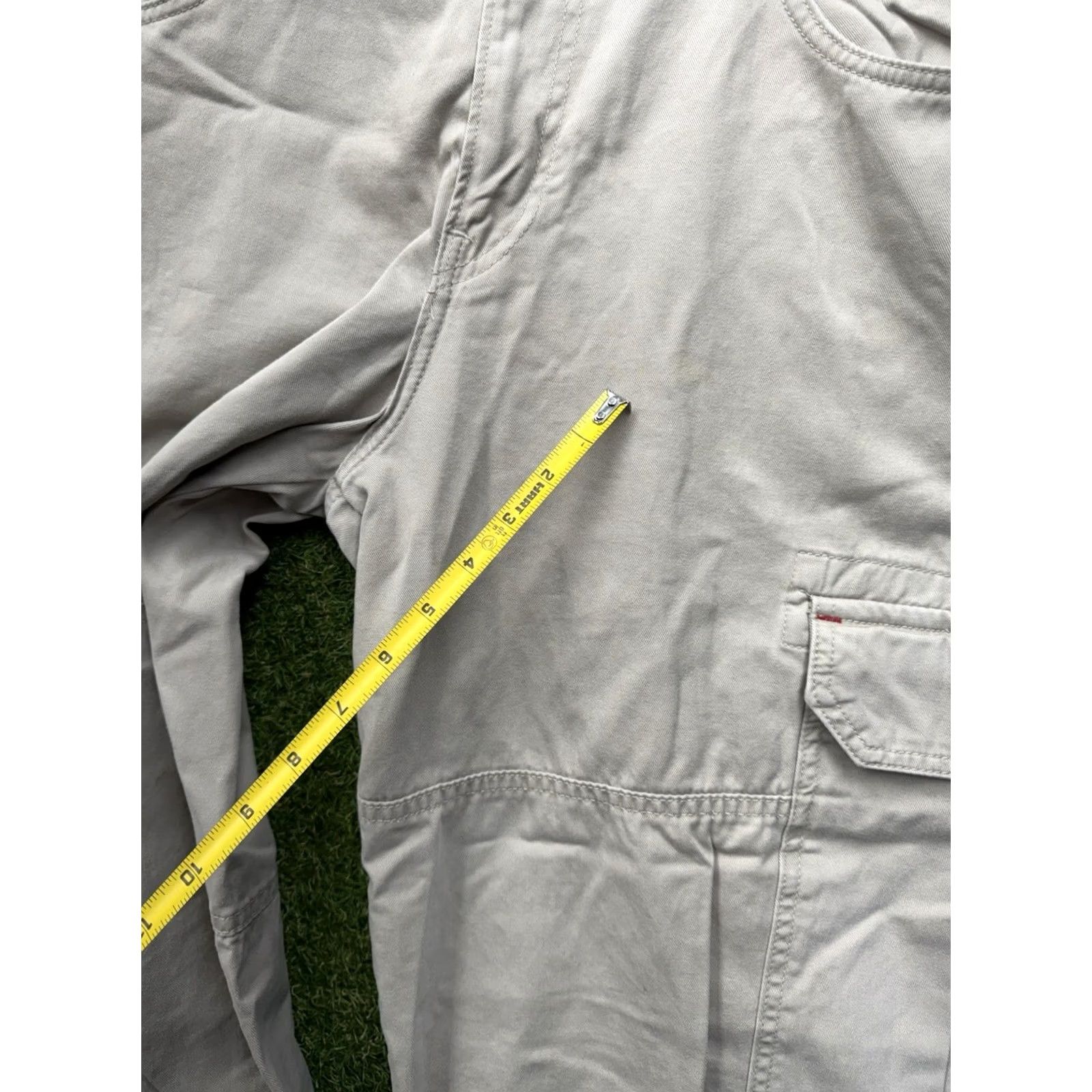 JNCO JNC O Jeans Cargo Pants Mens 34x32 Khaki Wide Embroidered Skater 90s Y2K Beige Cargo Pants Mens Regular 34 32 Pocket Embroidered Logo Vintage Jeans Size US 34 / EU 50 - 5 Thumbnail