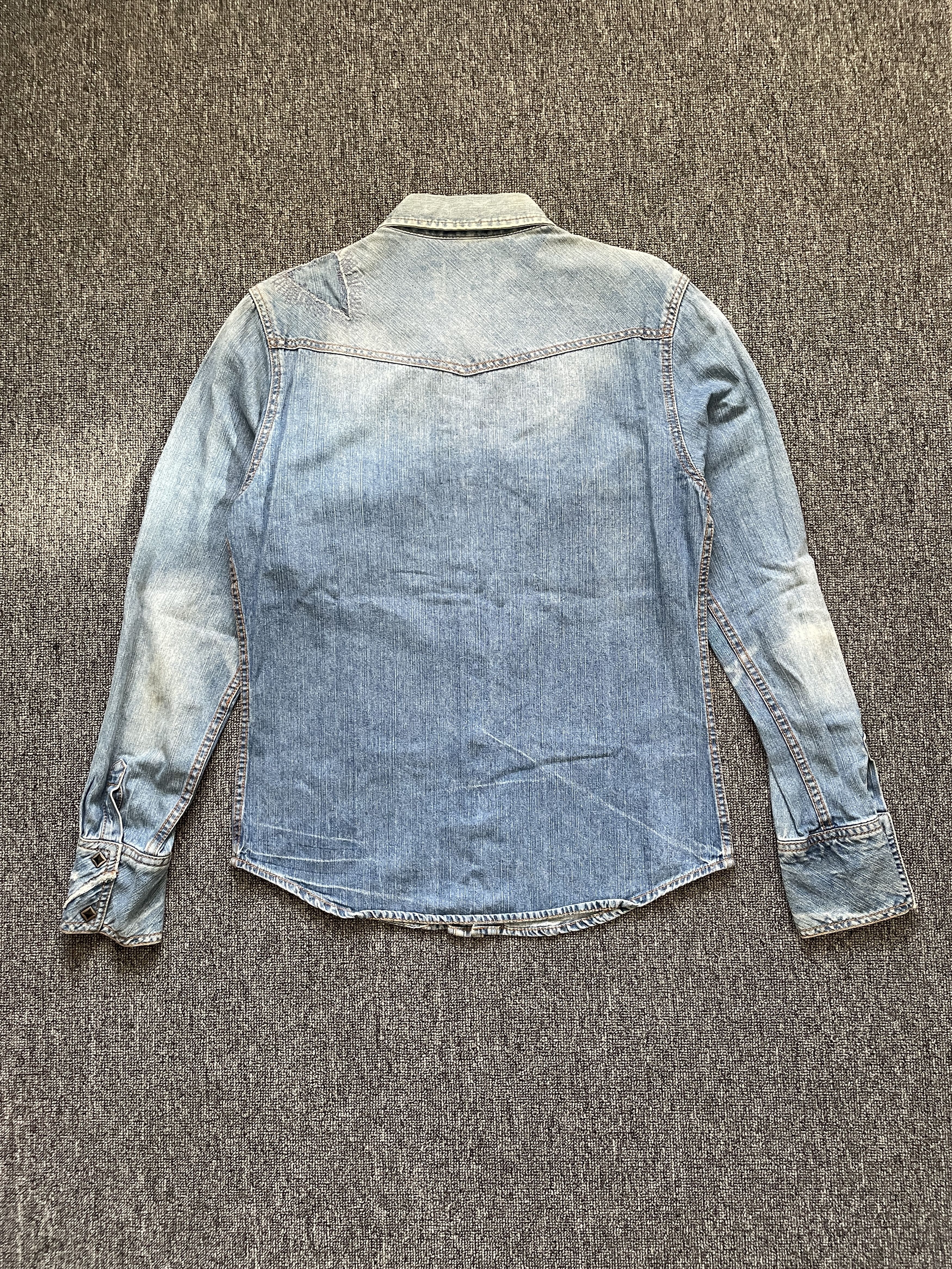JACKROSE Jack Rose Classic Distressed Western Cowboy Denim Shirt Size US M / EU 48-50 / 2 - 8 Thumbnail