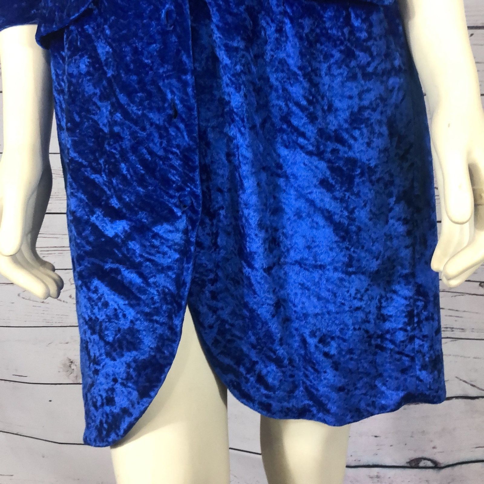 Handmade VVTG 70's handmade crushed velvet blue coat dress small Size S / US 4 / IT 40 - 7 Thumbnail