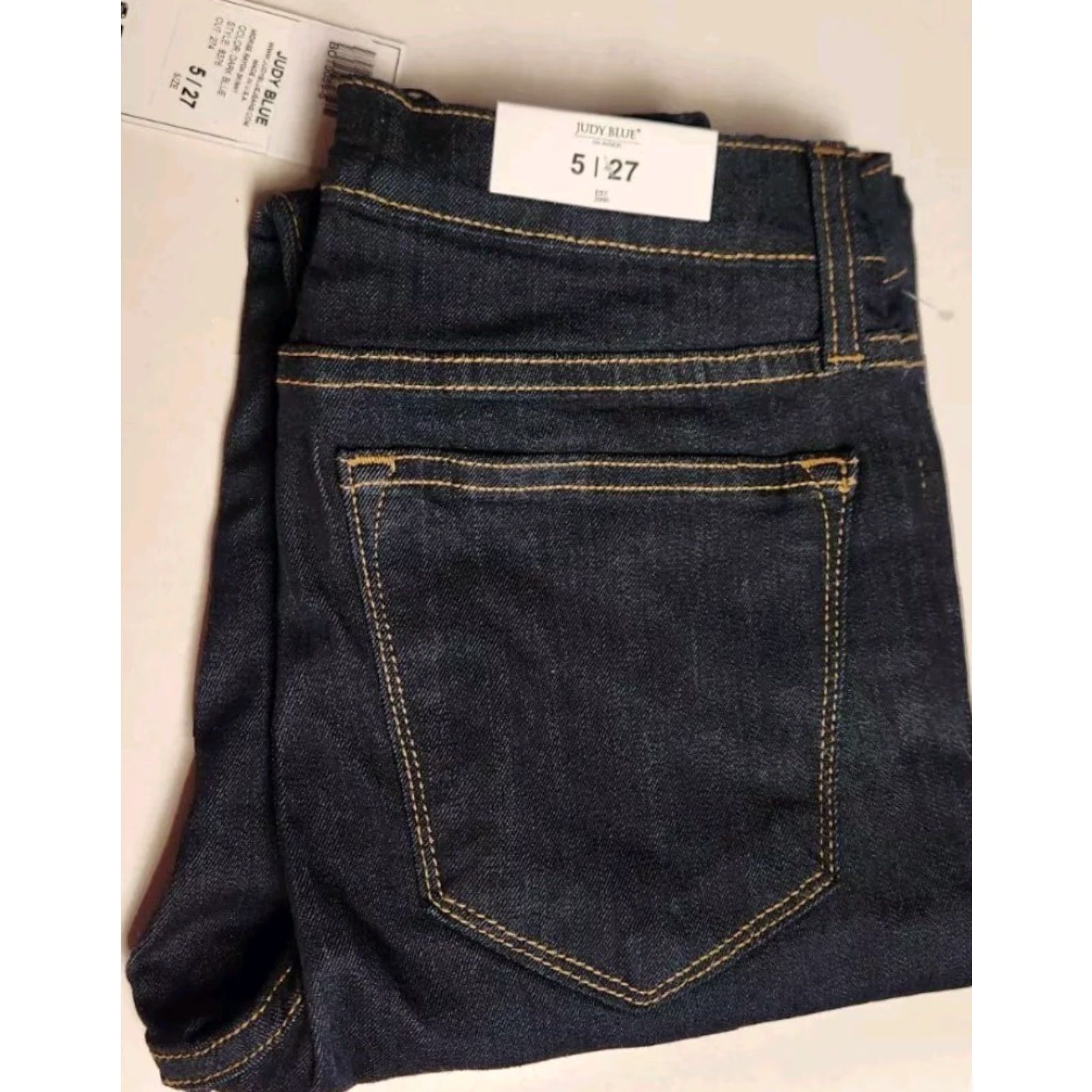 Denime JUDY BLUE Jeans Women 5/27 (27x30) Rayon Skinny Mid Rise Dark Blue Denim USA NWT Size 27" / US 4 / IT 40 - 7 Thumbnail
