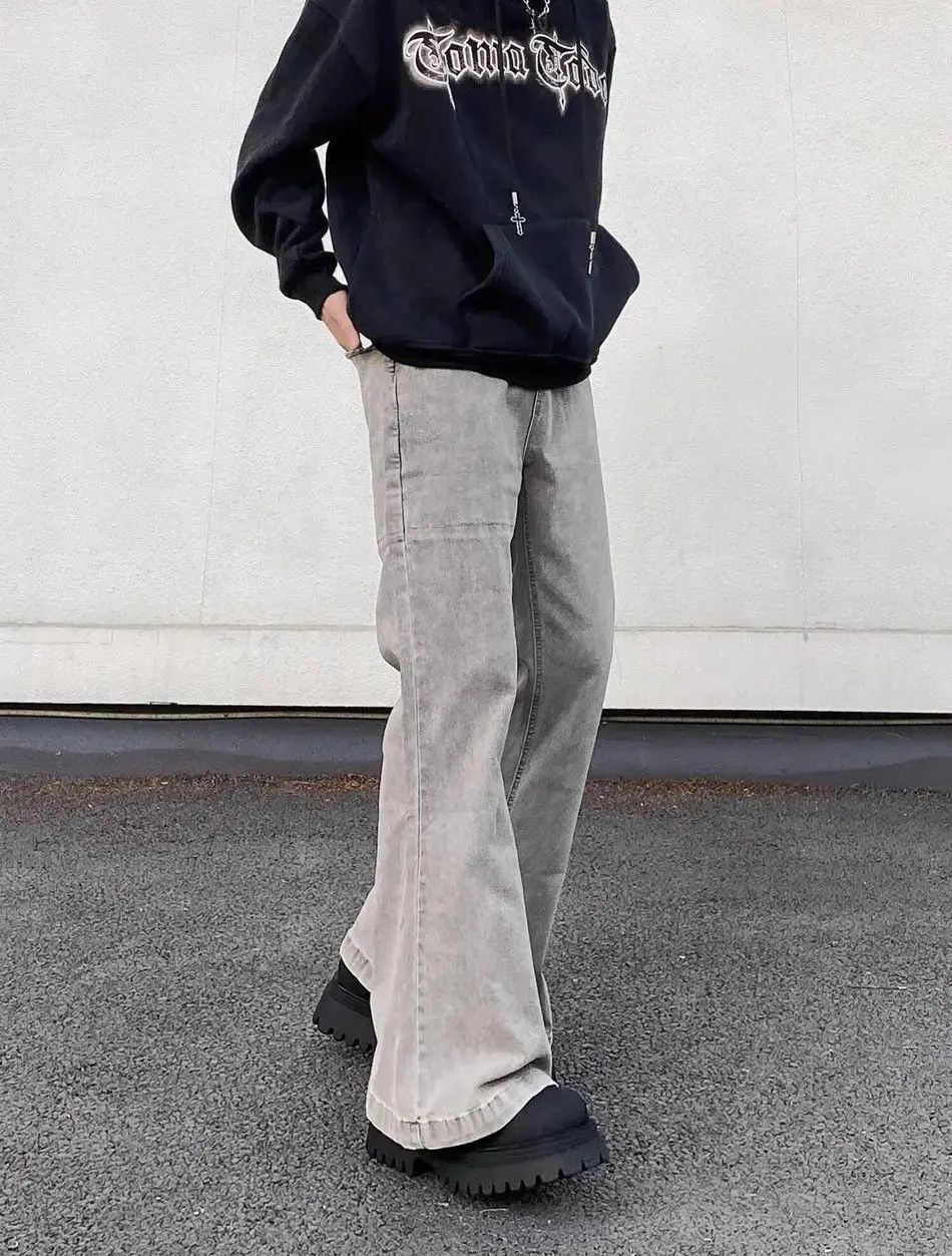 Japanese Brand Streetwear Gray Flared Jeans Size US 32 / EU 48 - 3 Thumbnail