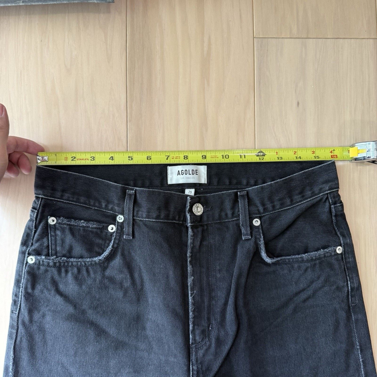 Agolde Agolde Cherie Jeans 32 Black Dark Wash High Rise Straight Size 32" / US 10 / IT 46 - 7 Thumbnail
