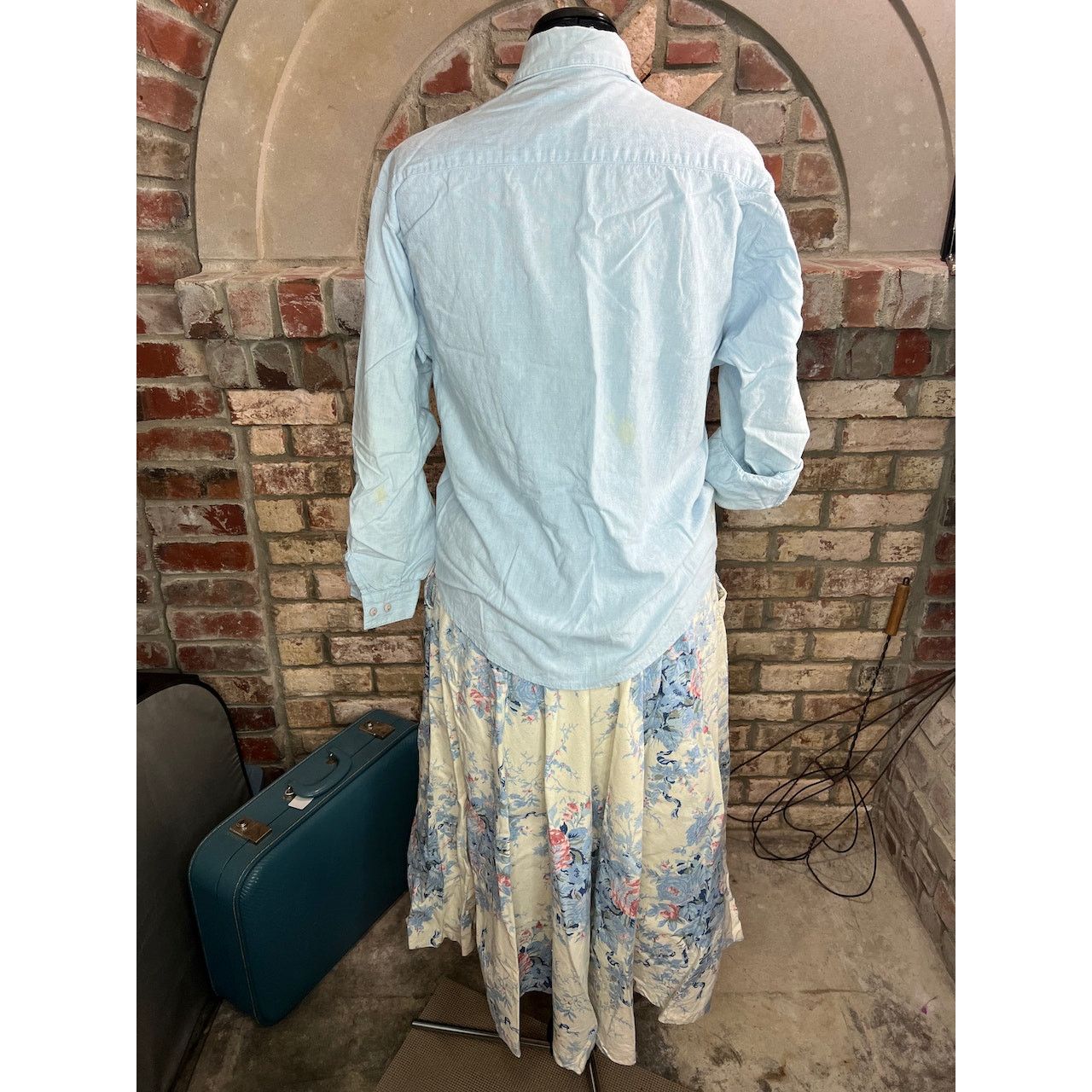 Vintage suit skirt blazer top swing skirt floral blue pink white Size 34" / US 12 / IT 48 - 9 Thumbnail