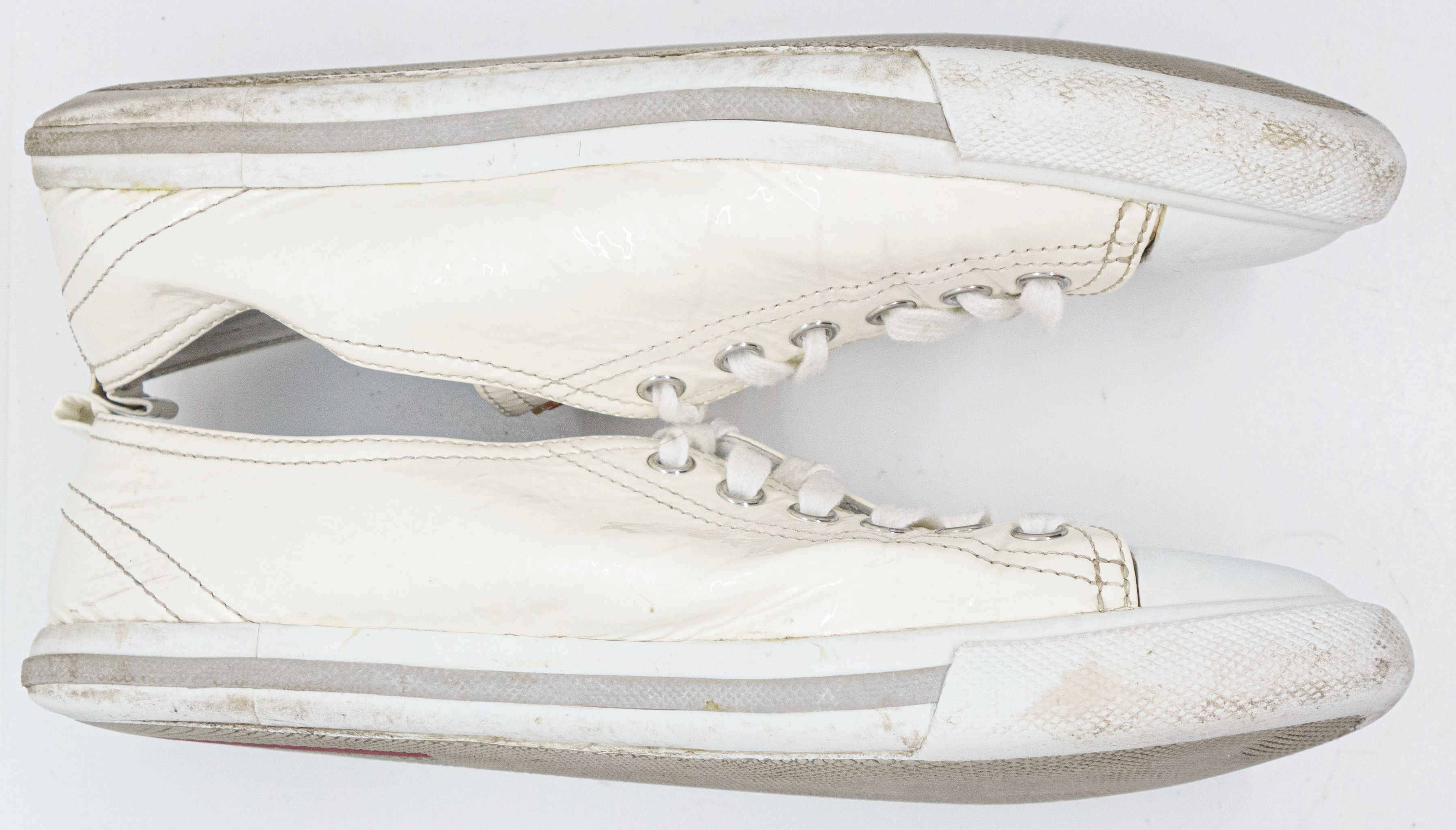 Prada Sport Red Tab Patent Leather Distressed Keds Size US 7.5 / IT 37.5 - 5 Thumbnail