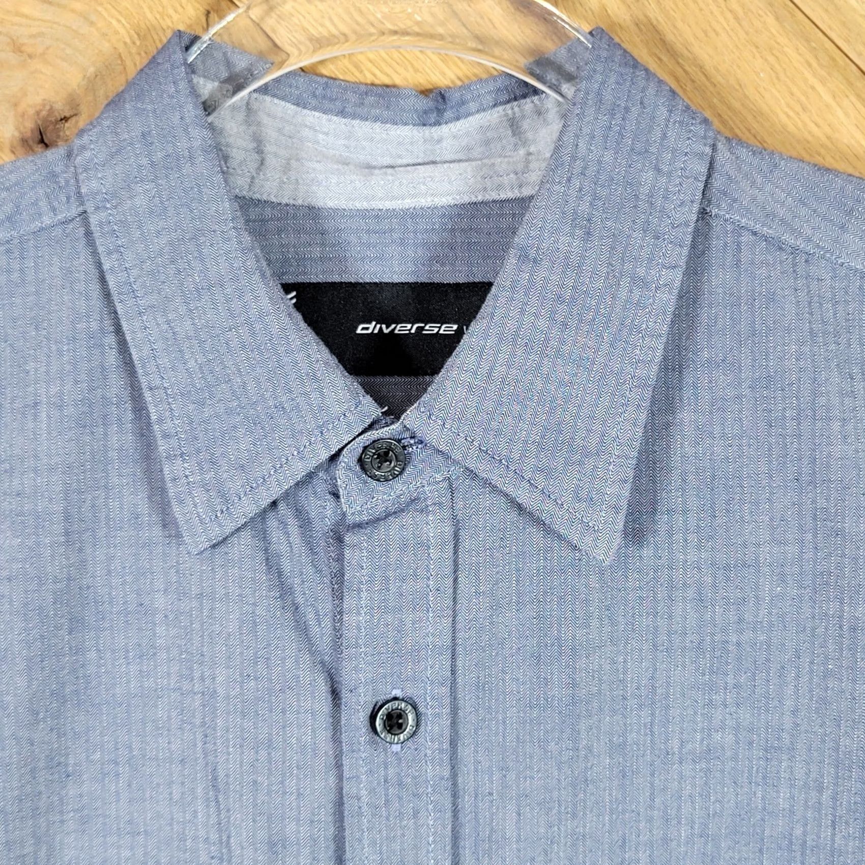 Vintage Diverse Mens Dress Shirt Small Gray Long Sleeve Cotton Chest Pocket Adult Size 36R - 3 Thumbnail