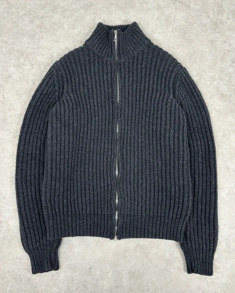 Dries Van Noten Dries Van Noten Dark Grey Wool Minimalist Zip-up Sweater Size US M / EU 48-50 / 2 - 1 Thumbnail