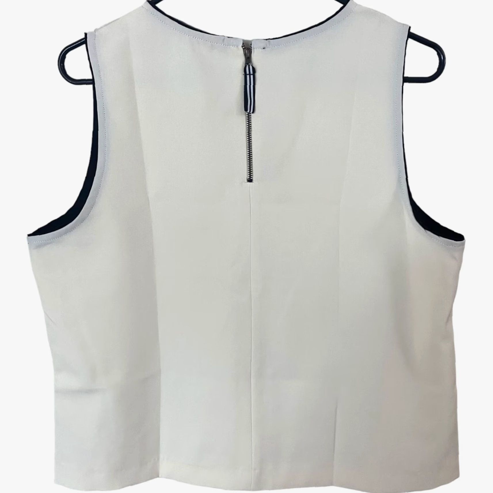 Zara Zara Blouse Adult Large Cream Fringe Sleeveless Tank Zip-Back Womens Size L / US 10 / IT 46 - 3 Thumbnail