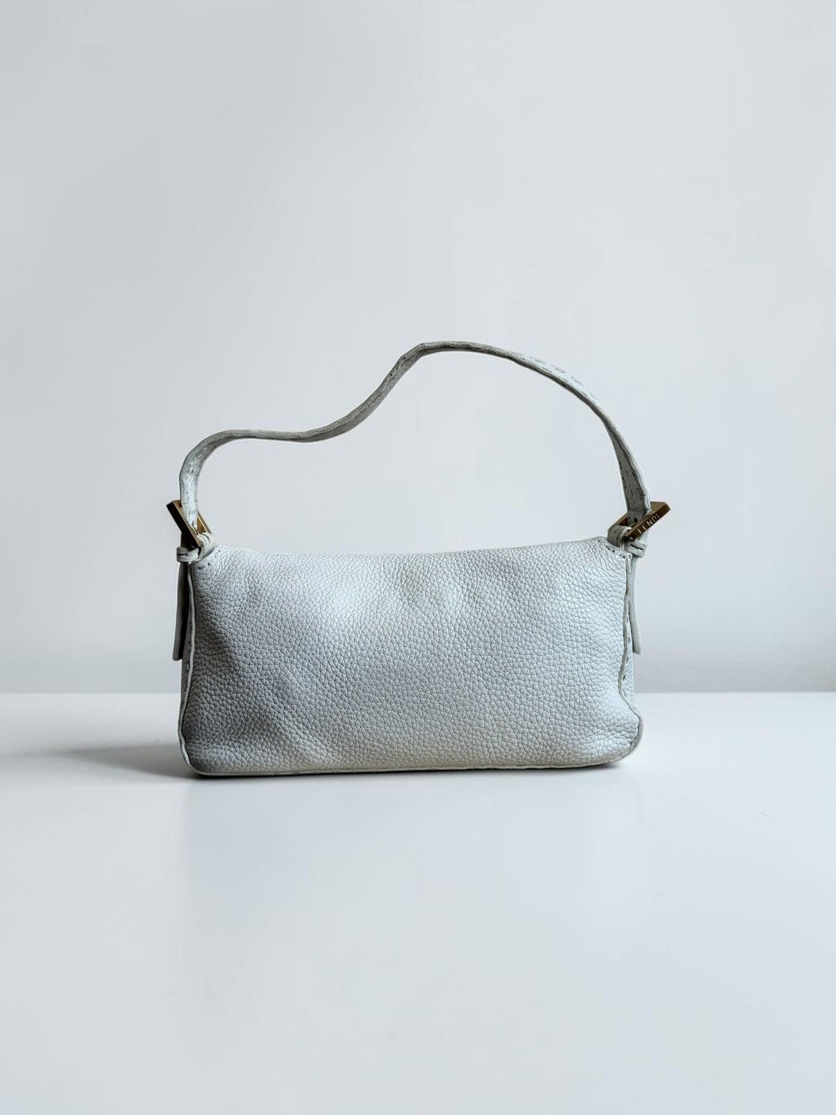 Fendi Fendi Selleria White Grained Leather Baguette Bag Size ONE SIZE - 2 Thumbnail