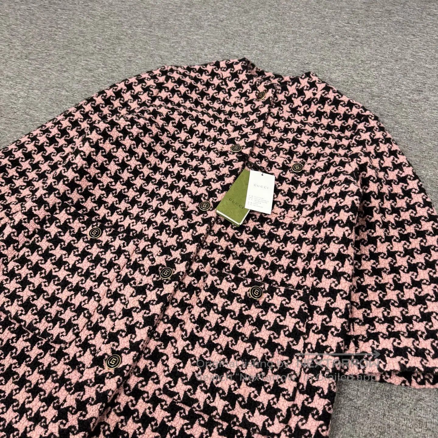 Gucci Guicci size 40 houndstooth Coarse wool medium-length coat Size L / US 10 / IT 46 - 3 Thumbnail