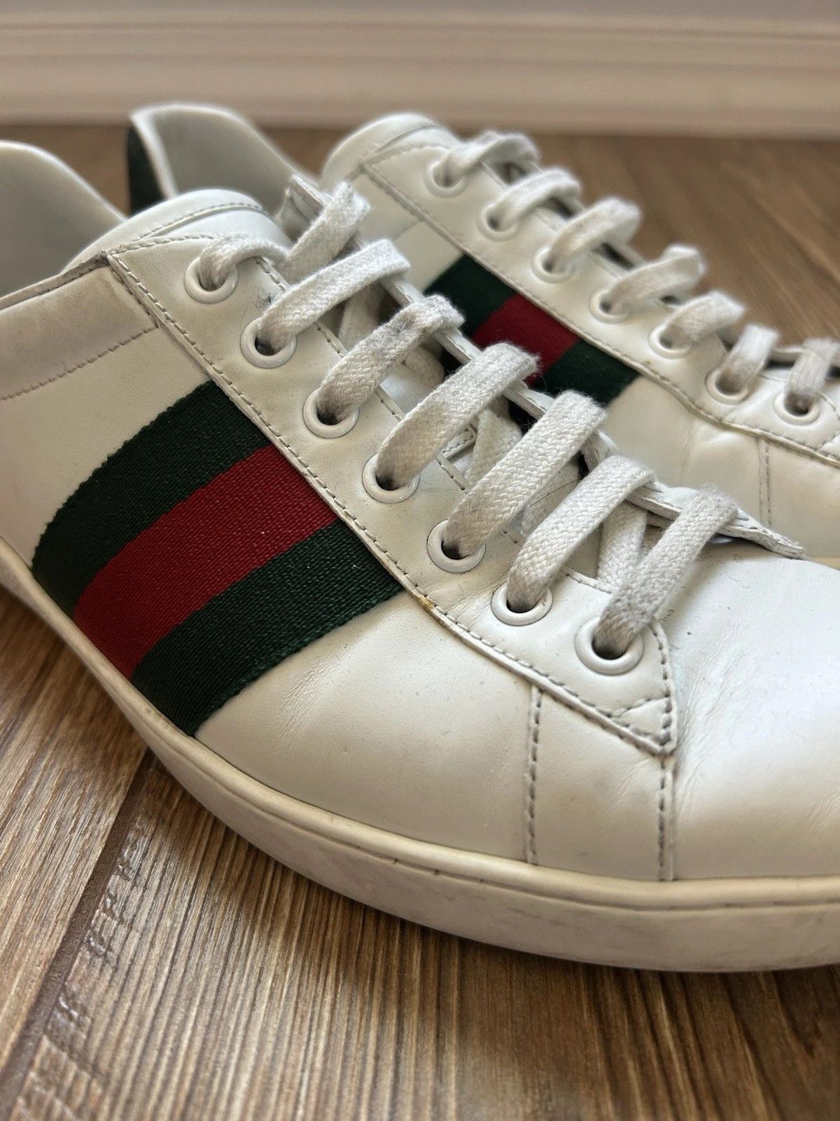 Gucci Gucci Ace Sneakers 7 White Leather Low 386750 Size US 7 / EU 40 - 7 Thumbnail