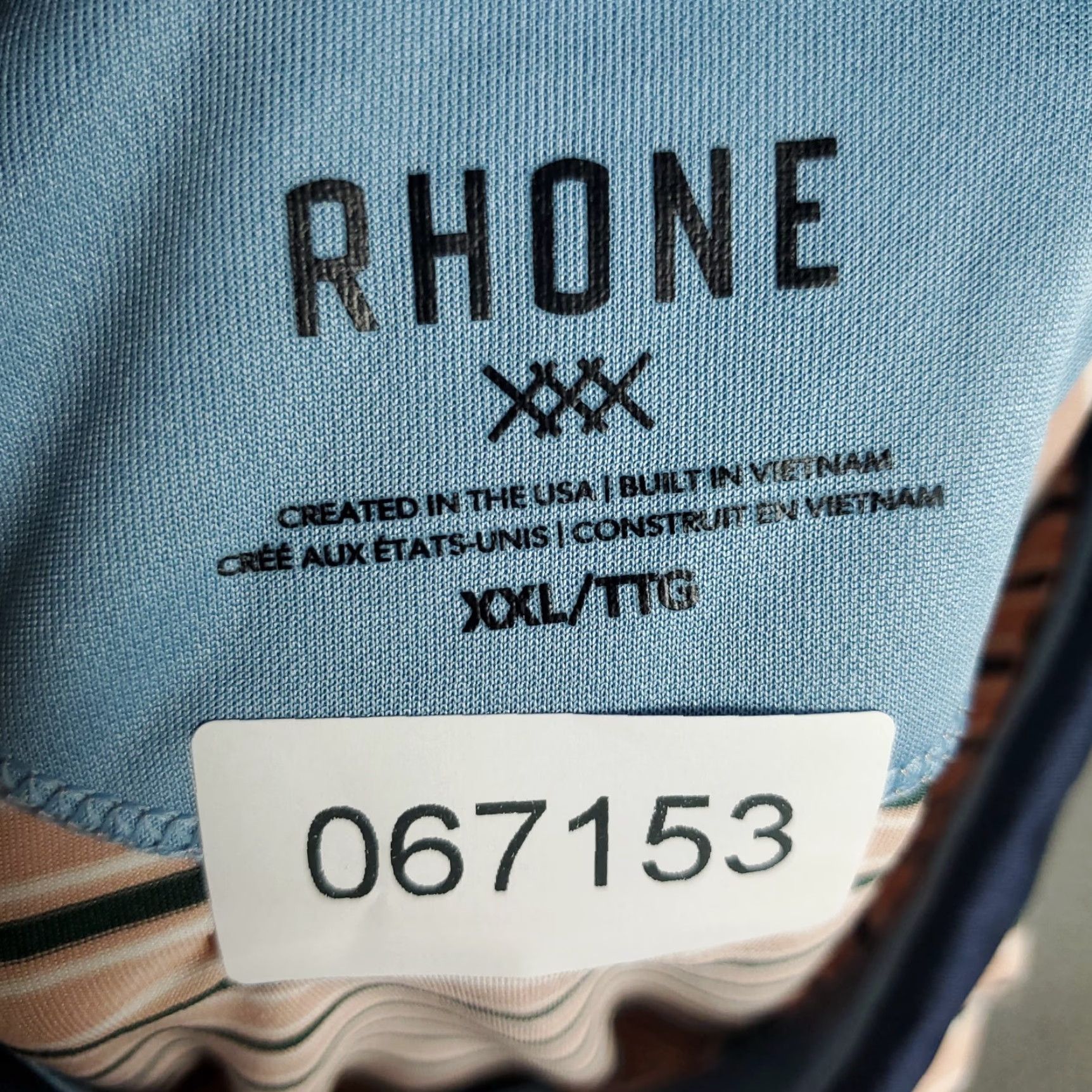 Rhone Rhone Polo Shirt Mens 2XL Peach Blue Striped Casual Golf Short Sleeve Shirt Polo Button Collar Casual Comfort Colorful Modern Preppy Sports Mens Size US XXL / EU 58 / 5 - 8 Thumbnail