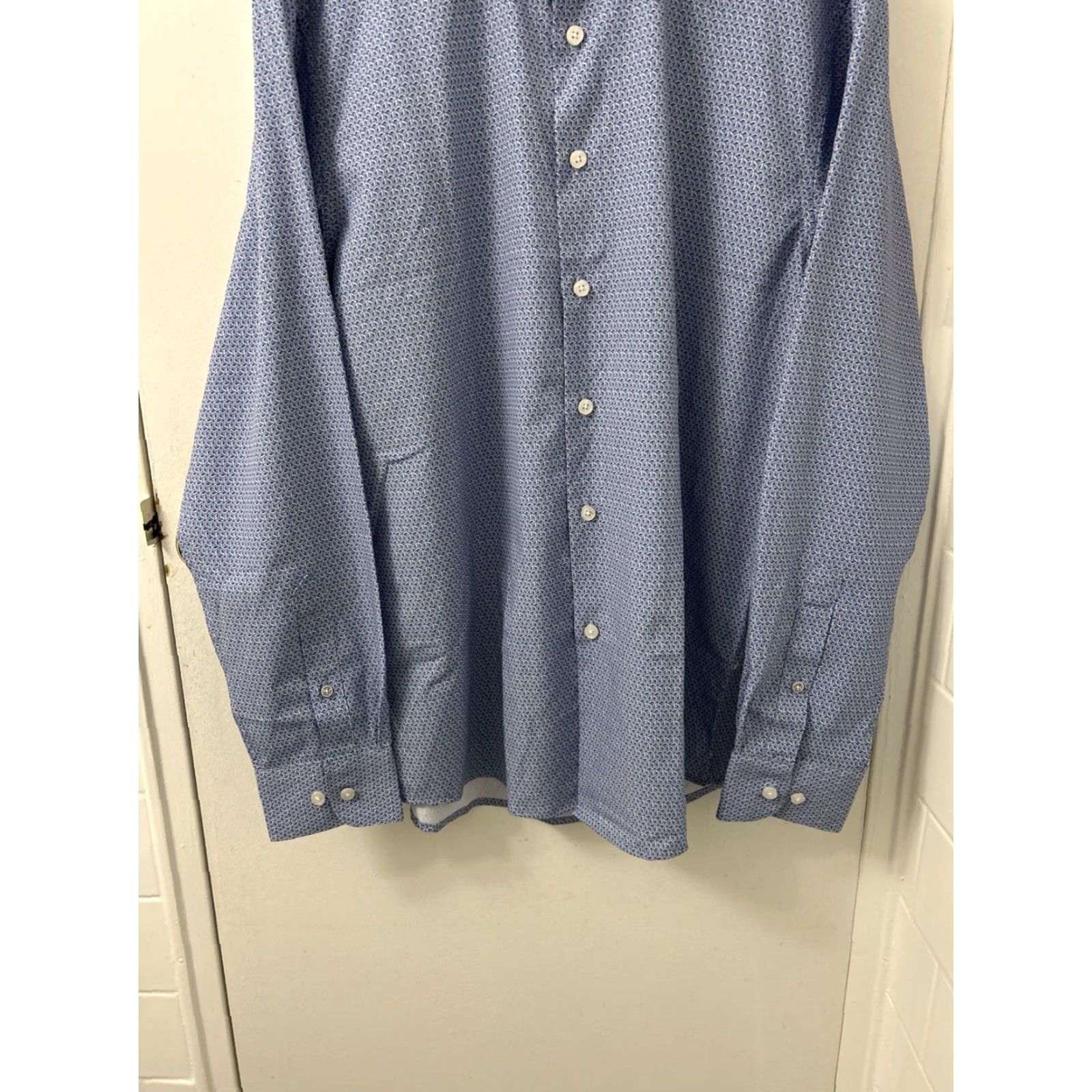 Ben Sherman Ben Sherman Shirt Mens M Blue Geometric Slim Fit Button Down L/S Size US M / EU 48-50 / 2 - 3 Thumbnail