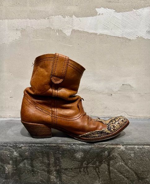 Junya Watanabe JUNYA WATANABE MAN 2000s Snakeskin Panel Pointed-Toe Boots Size US 6.5 / EU 39-40 - 7 Thumbnail