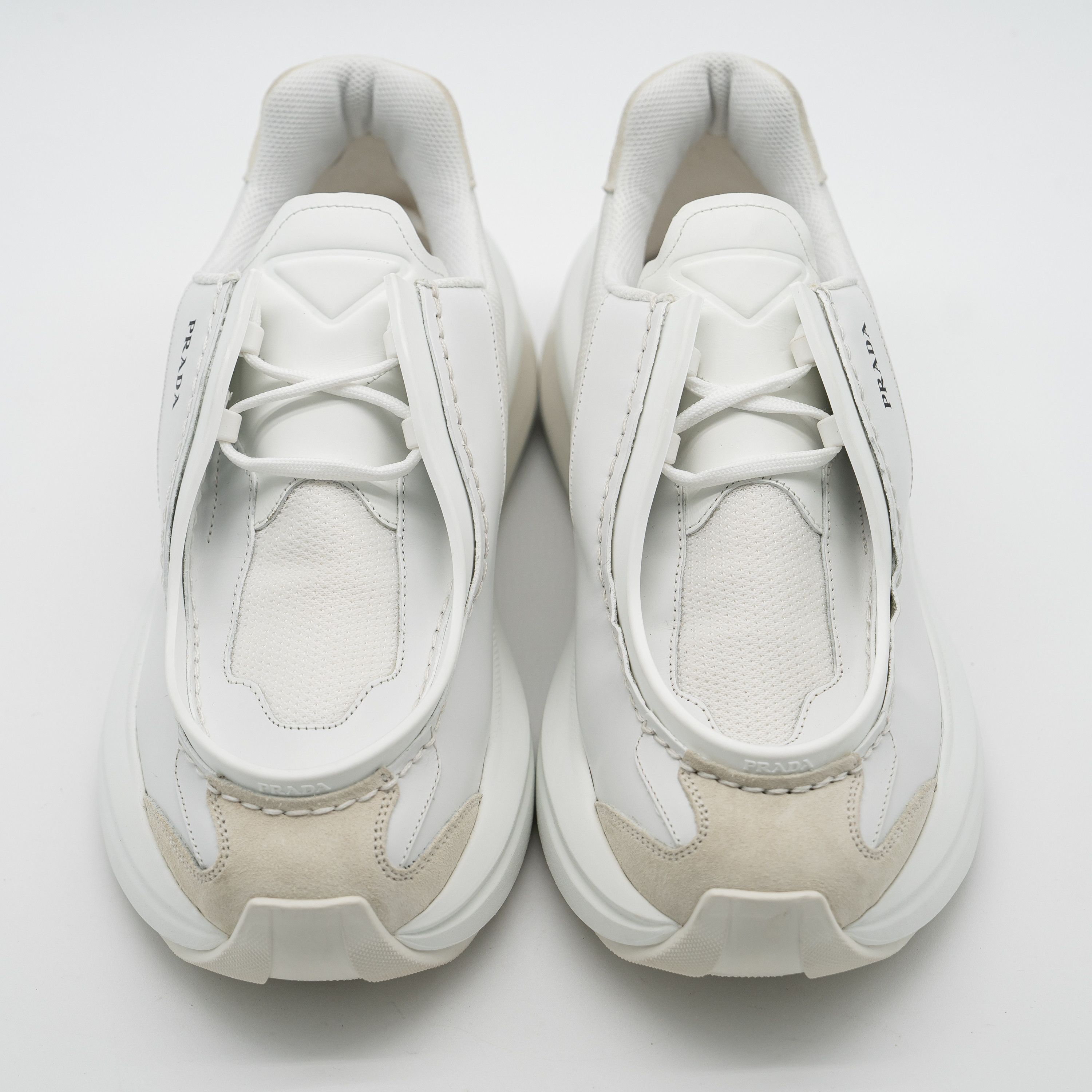 Prada 9.5uk 10.5 US Prada Systeme Leather Sneakers White Size US 10.5 / EU 43-44 - 3 Thumbnail