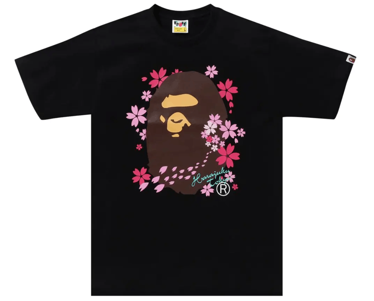 Bape Bape Sakura Ape Head Tee - Black, XL Size US XL / EU 56 / 4 - 1 Thumbnail