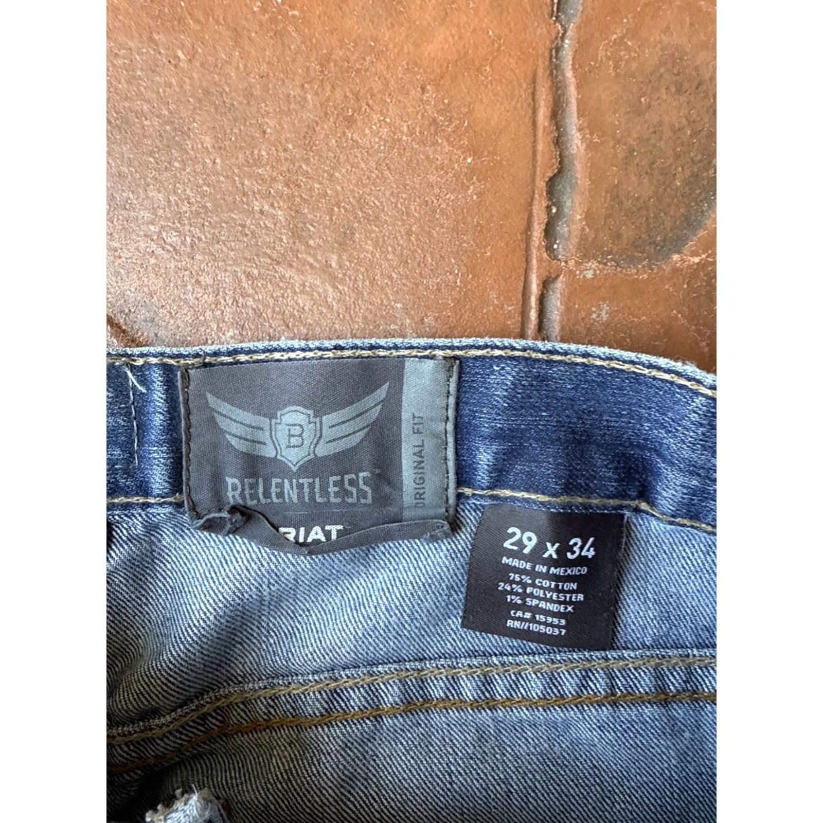 Ariat Ariat Relentless Jeans Mens 29x34 Blue Original Fit Straight Pants Denim 5-Pocket Logo Stretch Regular Waist Medium Wash Size US 29 - 2 Thumbnail