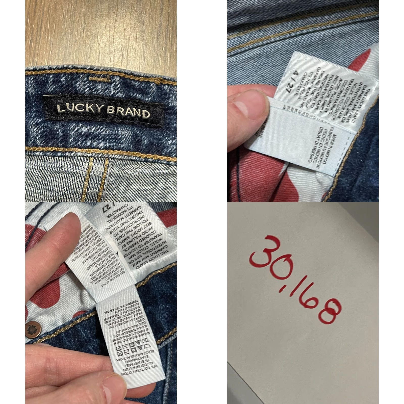 Lucky Brand Lucky Brand Jeans Men 4/27 Blue Denim Raw Hem Straight Pockets Mens Size 27" / US 4 / IT 40 - 8 Thumbnail