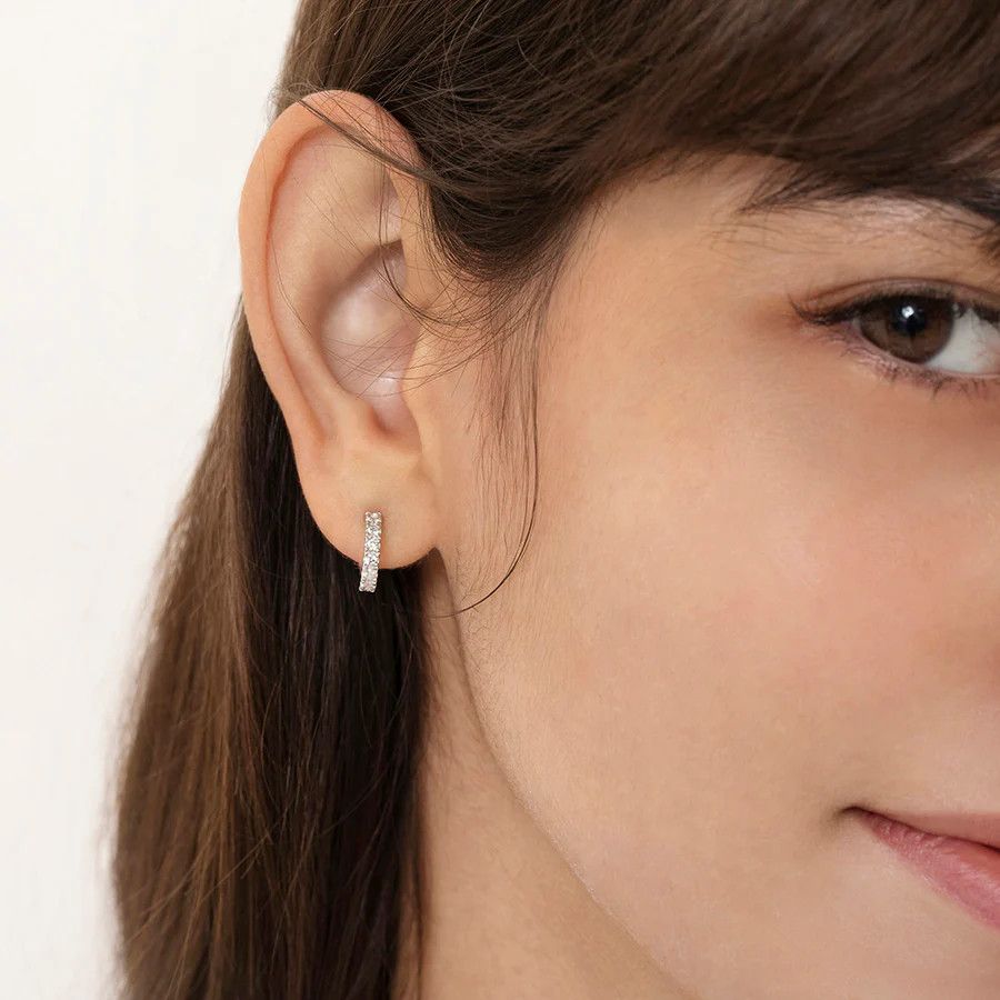 Other Half CZ Hoop Teen Earrings Size ONE SIZE - 2 Thumbnail