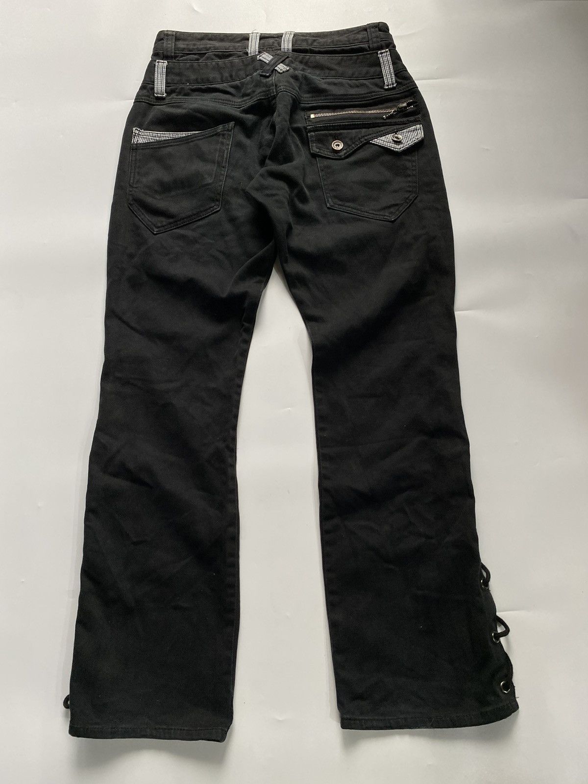 Japanese Brand Flared laces up double wash no tag jeans pant ifsixwasnine Size US 30 / EU 46 - 8 Thumbnail