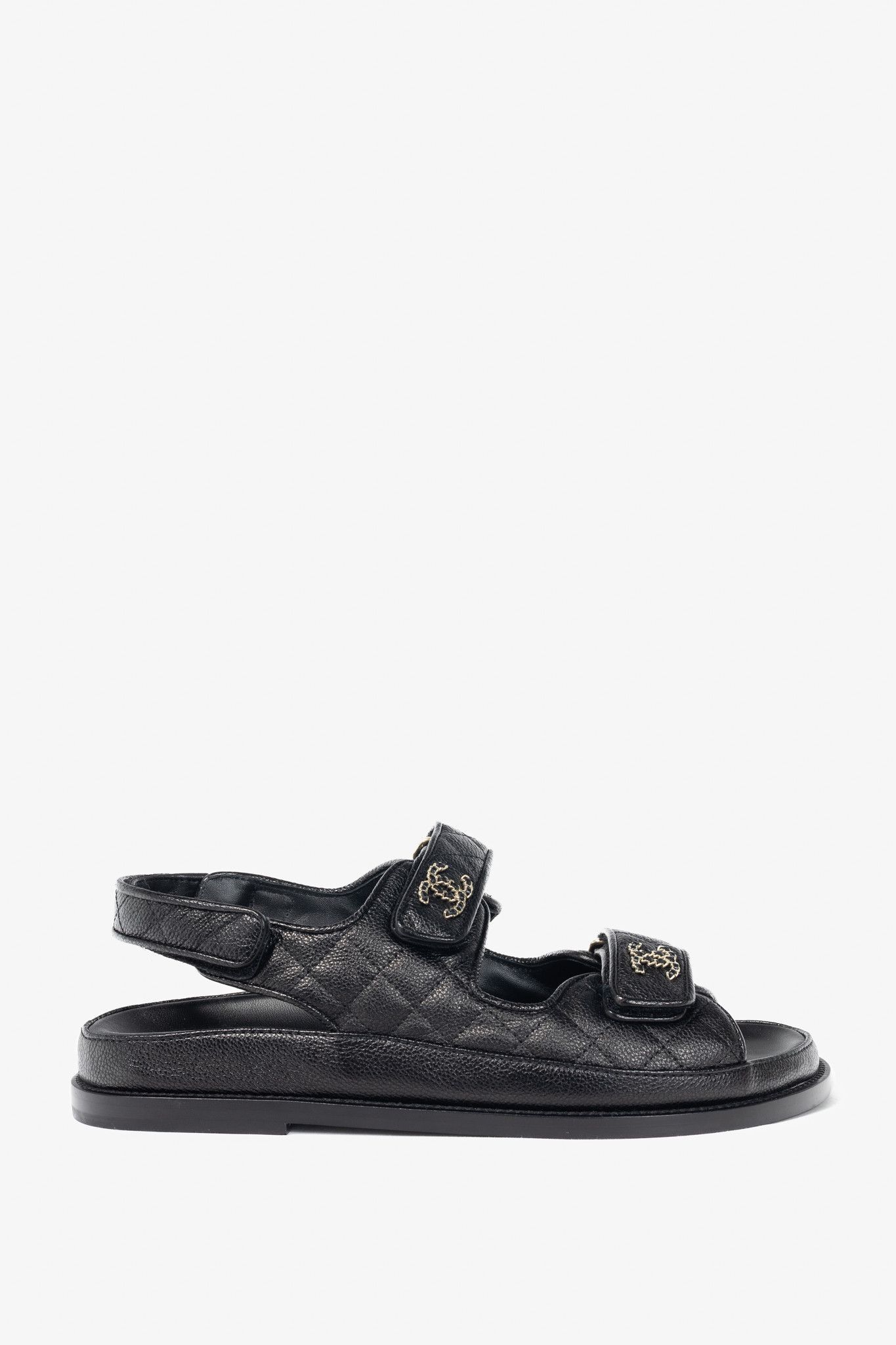 Chanel Chanel Black Caviar Quilted CC Dad Sandals Size US 9 / IT 39 - 2 Thumbnail
