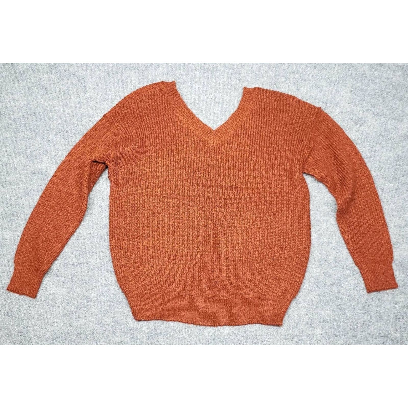 Vintage Rue21 Sweater Womens XS Rust Brown Pullover Long Sleeve V-Neck Knit New Size XS / US 0-2 / IT 36-38 - 7 Thumbnail