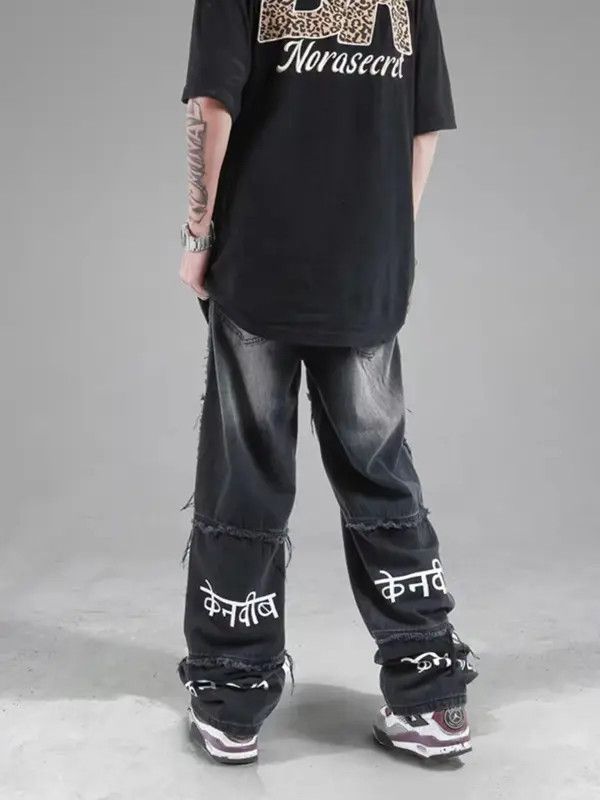 Japanese Brand Hirota x Maeda Street Hip Hop Black Gradient Wide Leg Jeans Size US 32 / EU 48 - 4 Thumbnail
