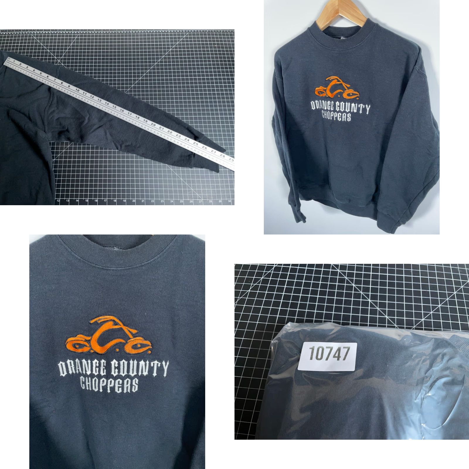 Fruit Of The Loom VINTAGE Fruit of the Loom Sweatshirt Mens Large Black Embroidered Orange County Choppers Biker Motorcycle 90s Graphic Print Pullover Size US L / EU 52-54 / 3 - 8 Thumbnail