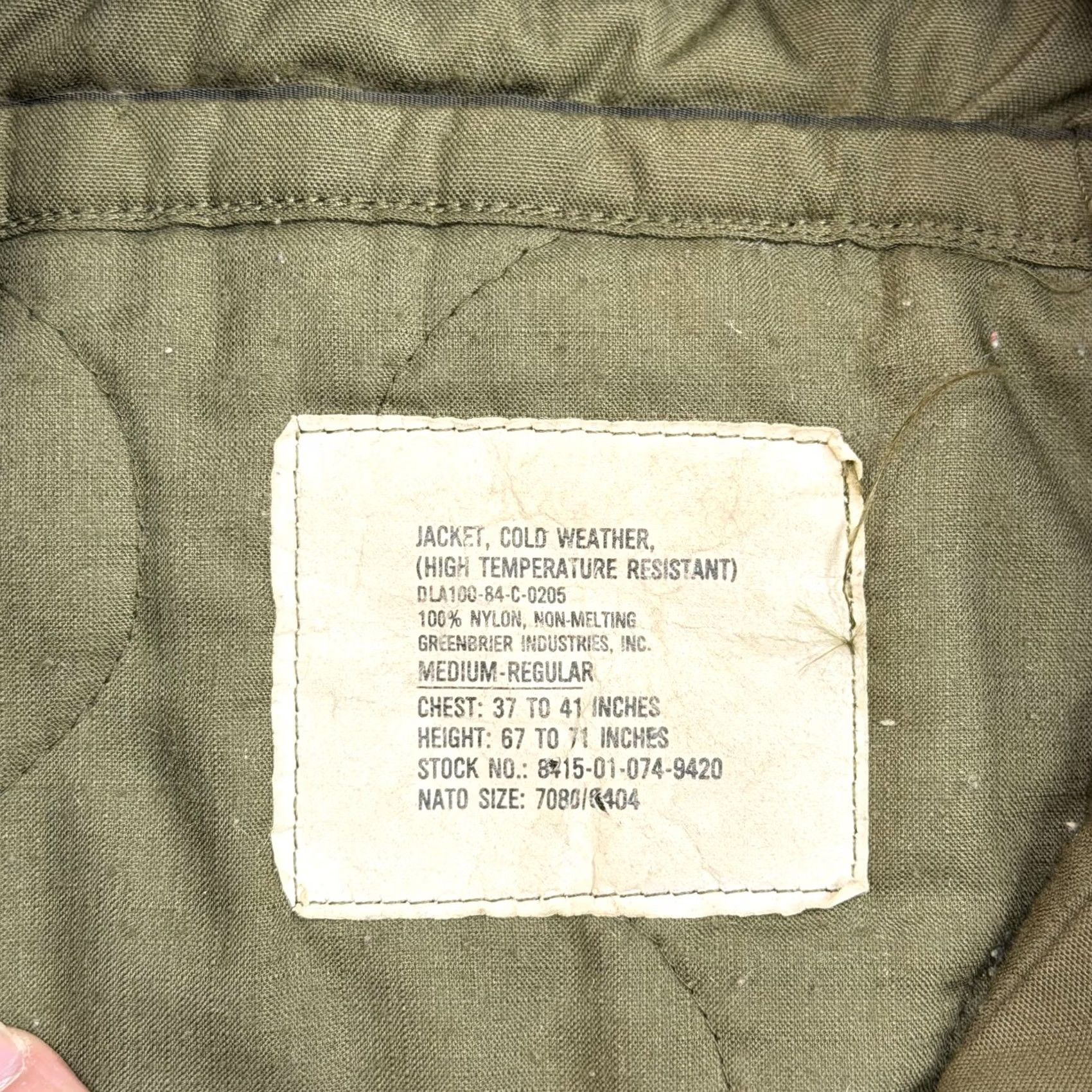 Industrie VINTAGE Greenbrier Industries Jacket Mens M Green Military Jacket Winter Nylon Insulated Lined Zip Pockets Collared Short Sleeve/Coat Size US M / EU 48-50 / 2 - 3 Thumbnail