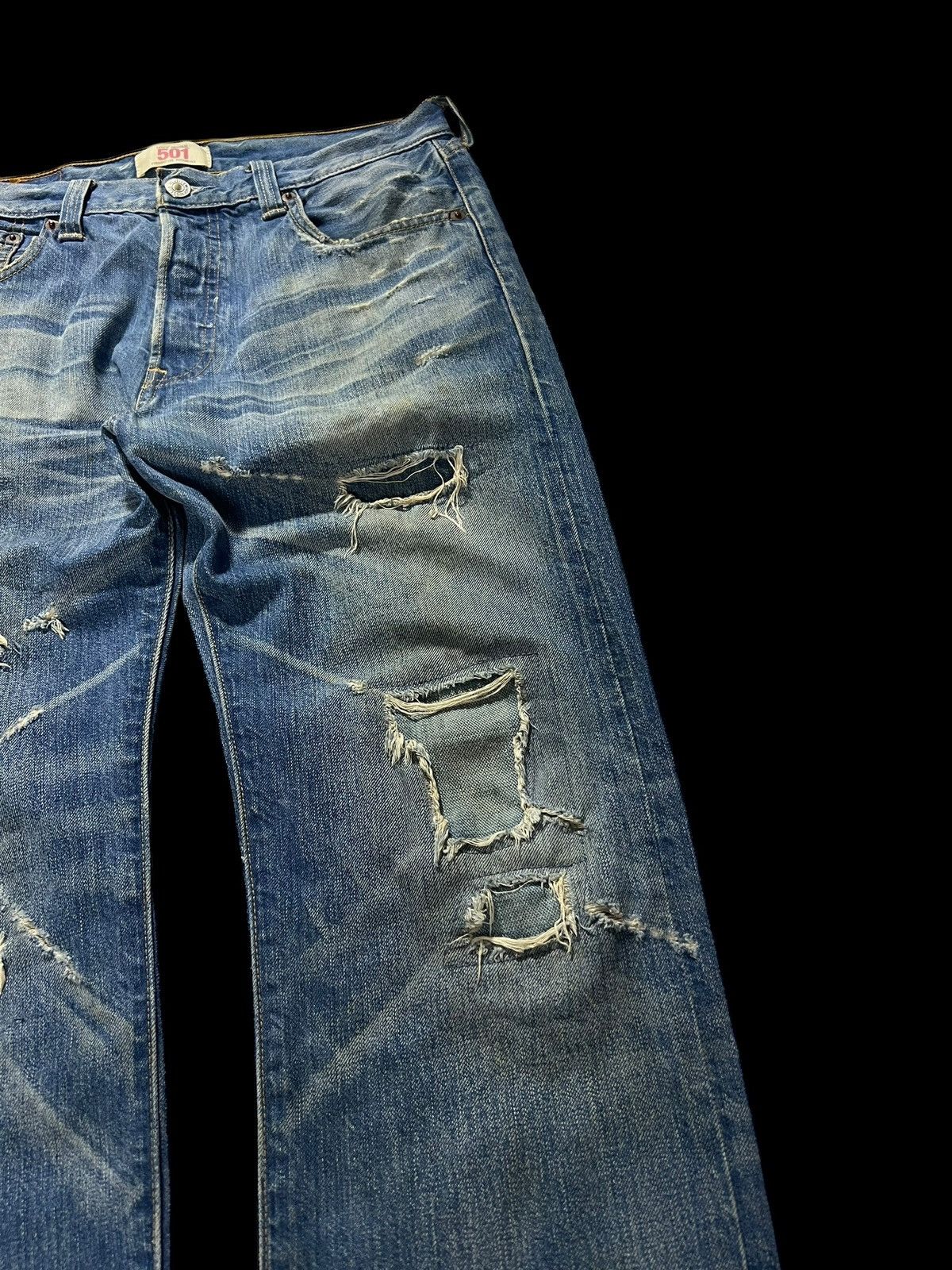 Levi's × Levi's Vintage Clothing 💥Rare💥Vintage 90’Levis 501 Kurt Corbain Distressed Jeans Size US 30 / EU 46 - 5 Thumbnail