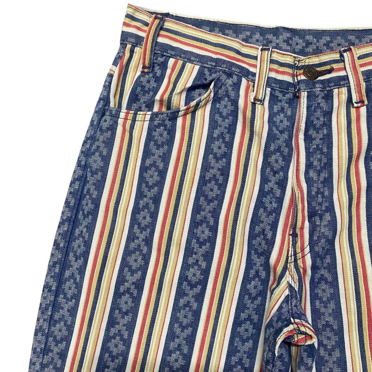 Levi's Vintage 70s Levis Big E Native Stripe Patern Flare Jeans Size US 29 - 4 Thumbnail