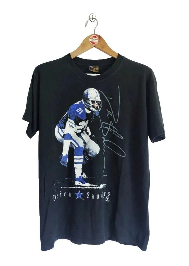 image of Nfl x Vintage Deion "neon Deion" Sanders 90's T-Shirt in Black, Men's (Size Medium)