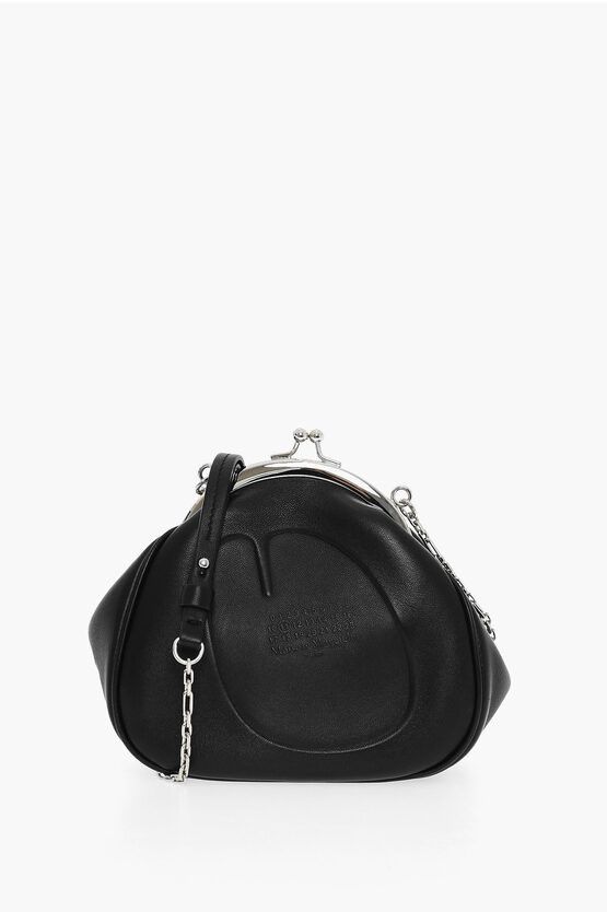 MM11 Leather Crossbody Mini Bag with Silver-Tone Chain and Internal Pocket