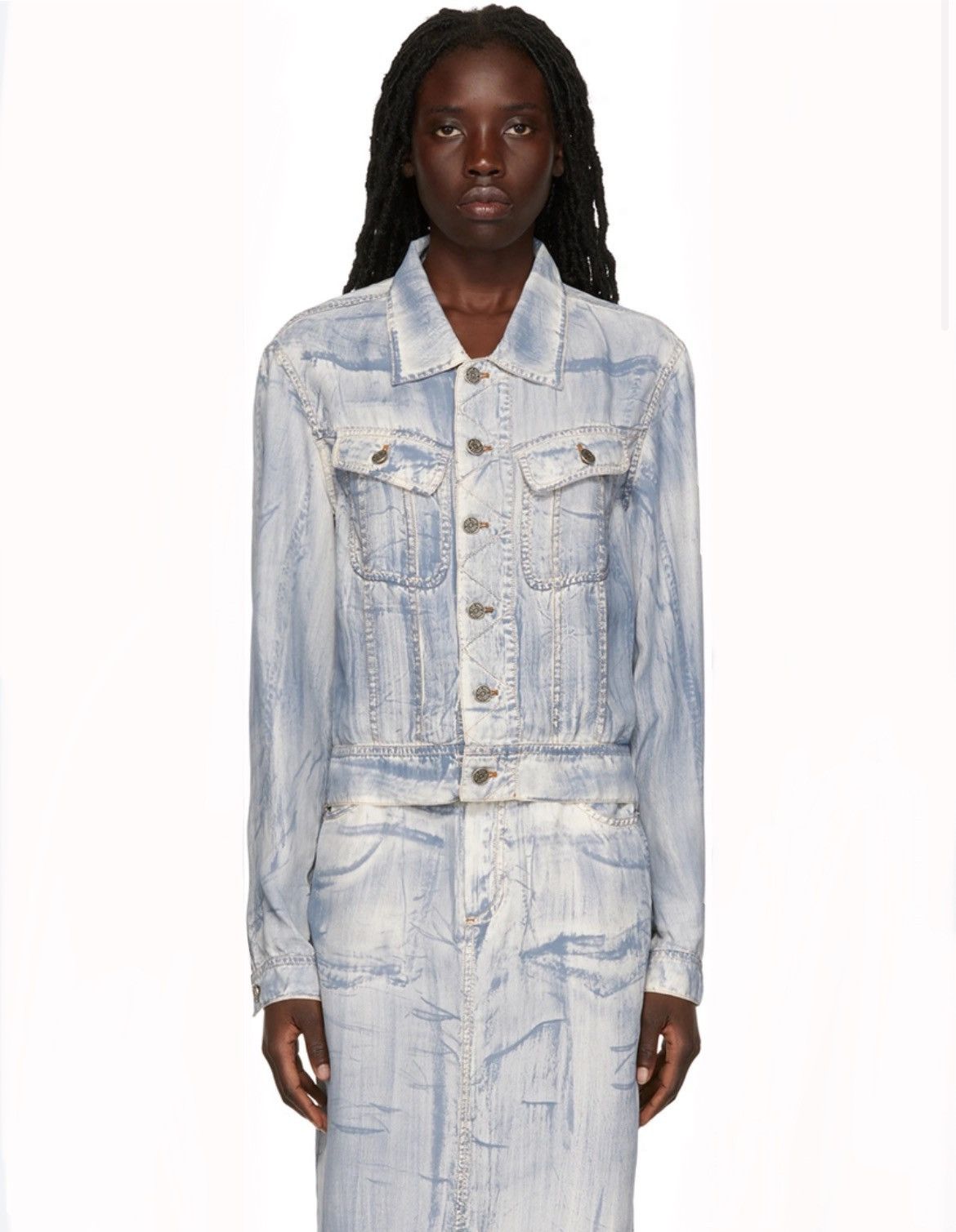 Jean Paul Gaultier Denim effect silk set up Size S / US 4 / IT 40 - 6 Thumbnail