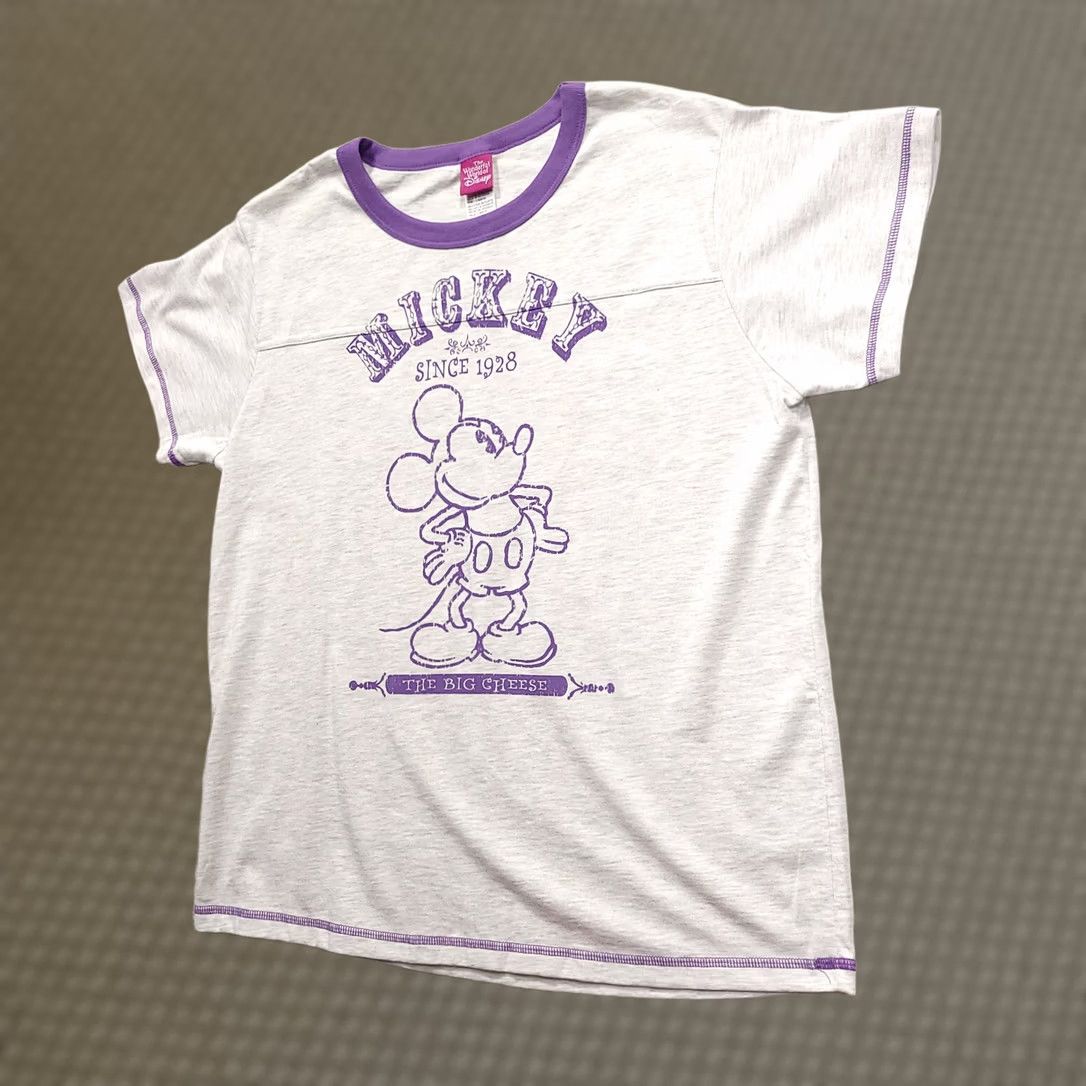 Disney The Wonderful World of Disney Mickey Mouse Sleepwear T Shirt Gray Womens 8-10 Disney Crew Neck Short Sleeve Logo Graphic Print Size L / US 10 / IT 46 - 1 Thumbnail