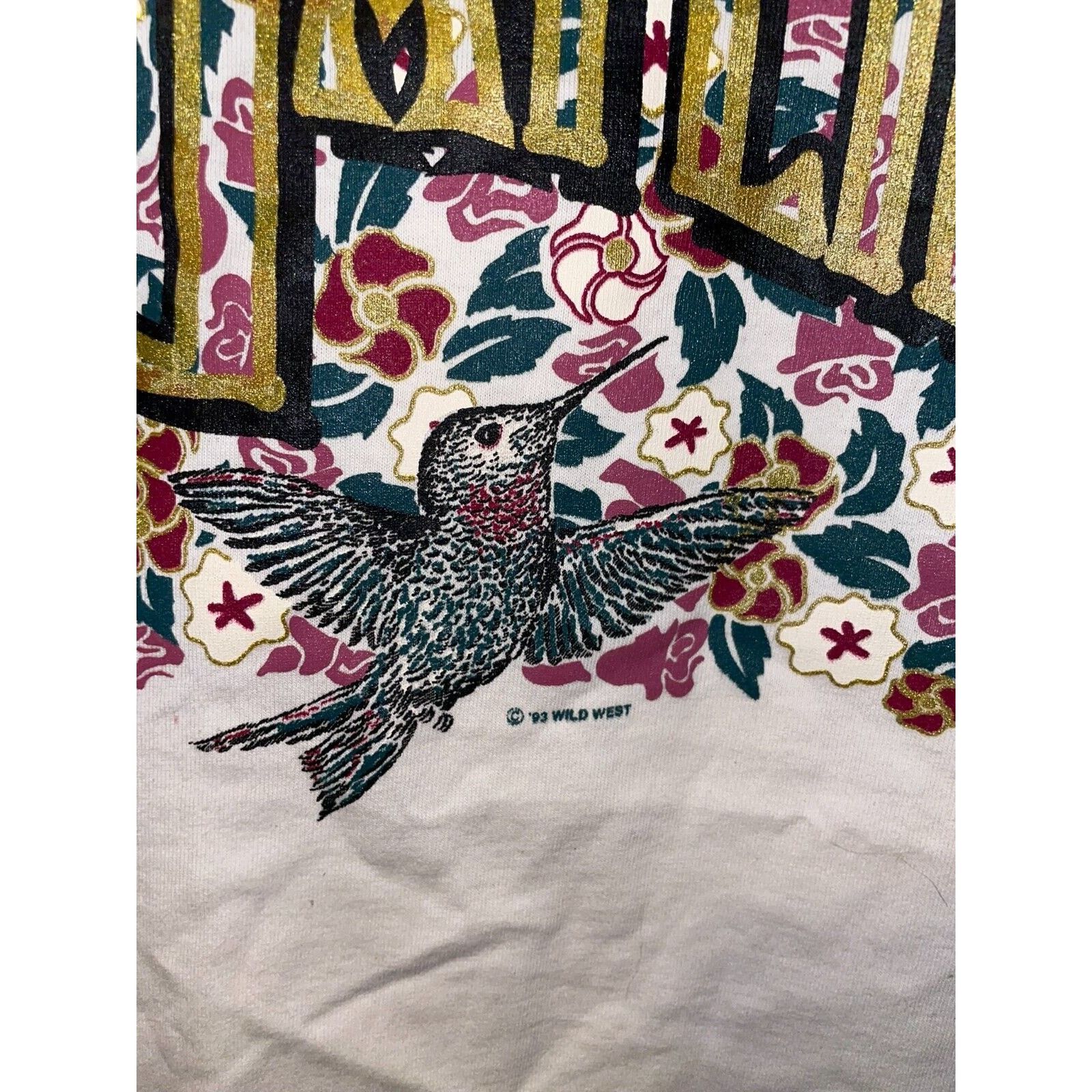 Jerzees 90s Vintage Gatlinburg Hummingbird Flower Cream White Shirt Size US L / EU 52-54 / 3 - 7 Thumbnail