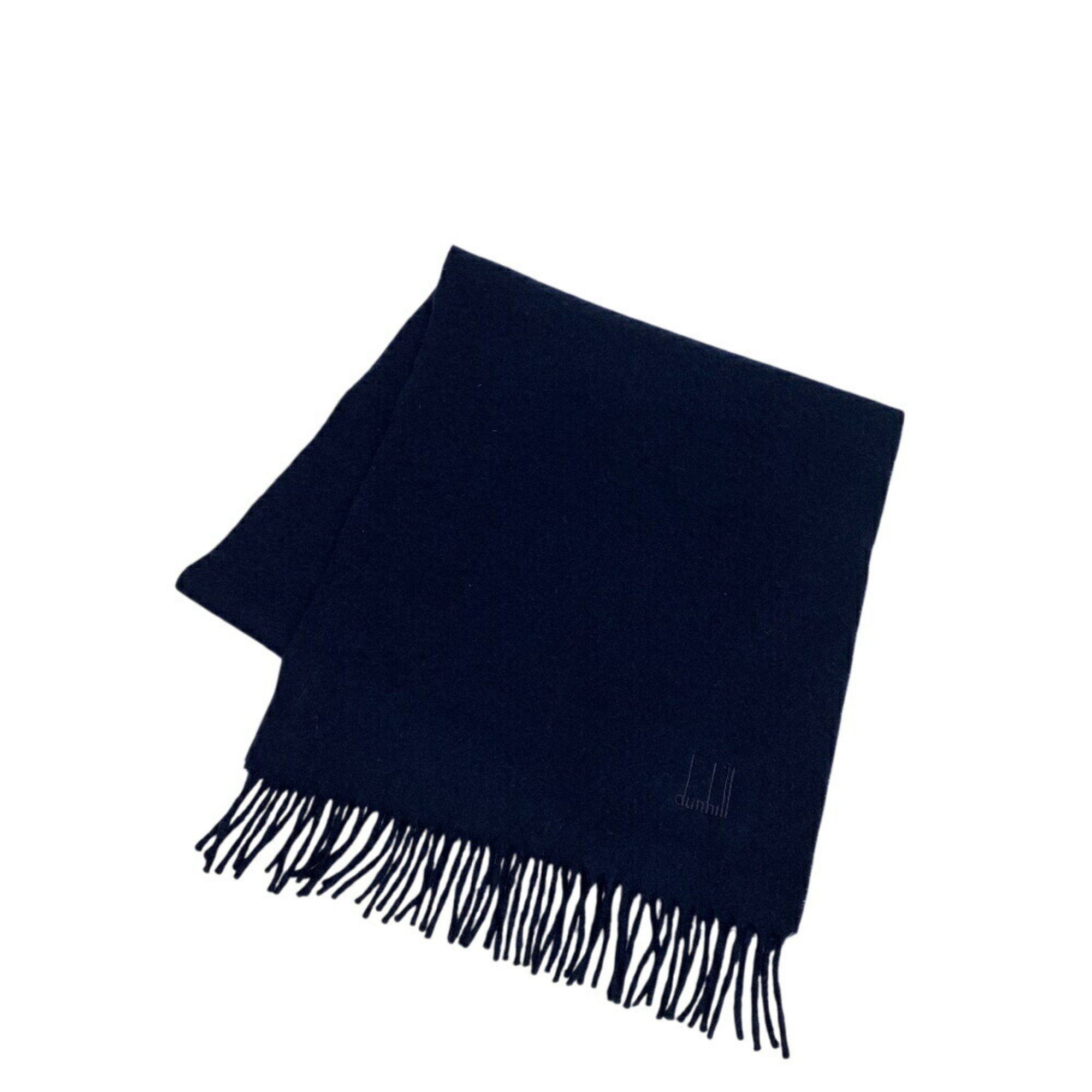 Alfred Dunhill Dunhill 100% Cashmere Stole Shawl Scarf Fluffy Thick Navy Unisex Size ONE SIZE - 1 Thumbnail