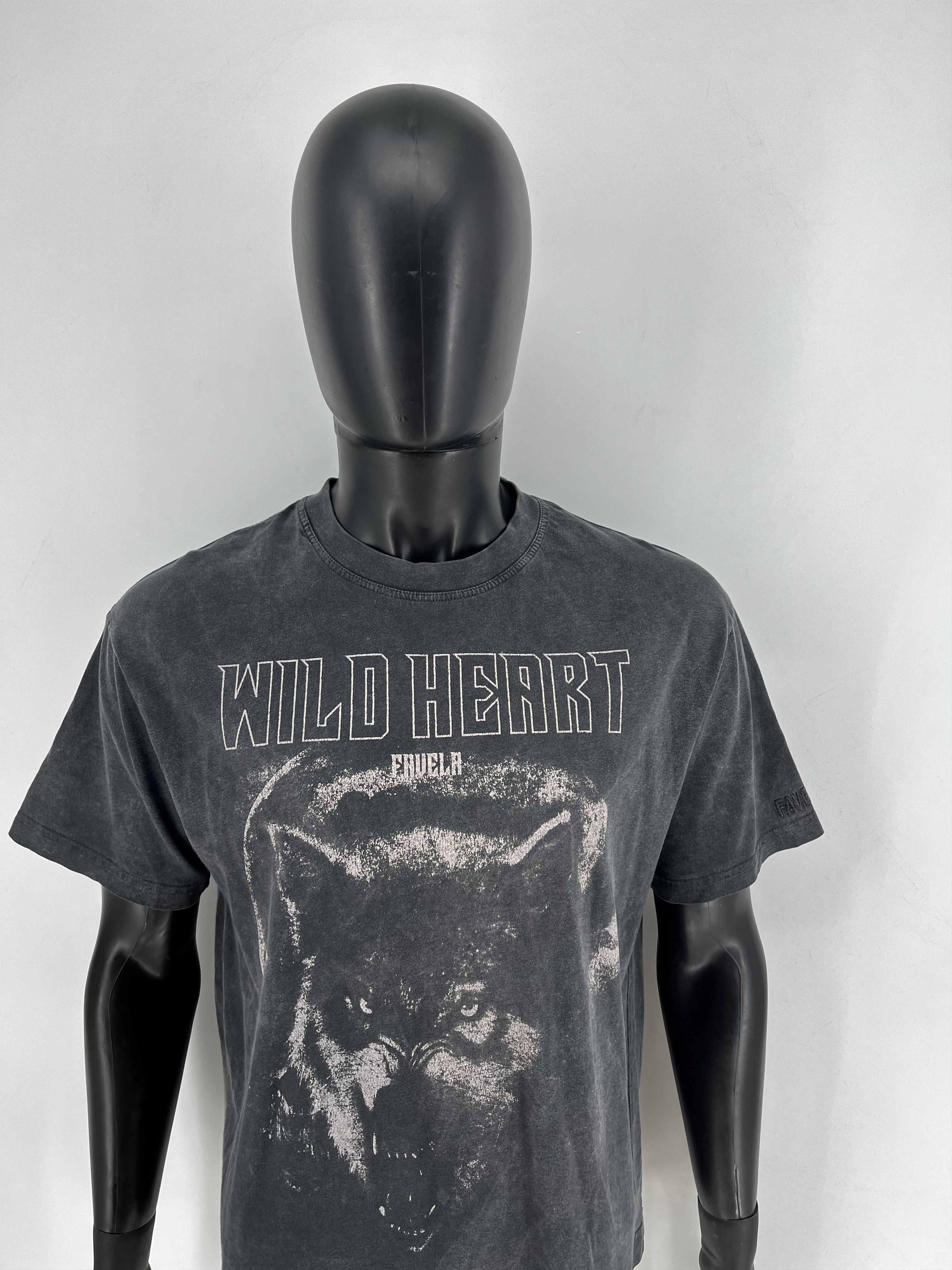 FAVELA FAVELA Vintage Wolf Tee “Wild Heart” Washed Black S Size US S / EU 44-46 / 1 - 6 Thumbnail