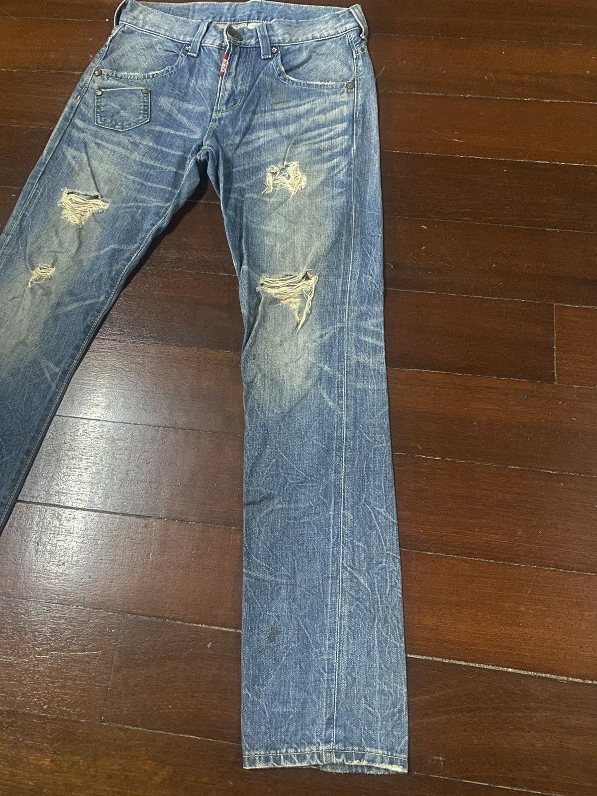 Edwin Fire Edwin bluetrip Flare Distressed Denim mud wash faded Size US 34 / EU 50 - 4 Thumbnail
