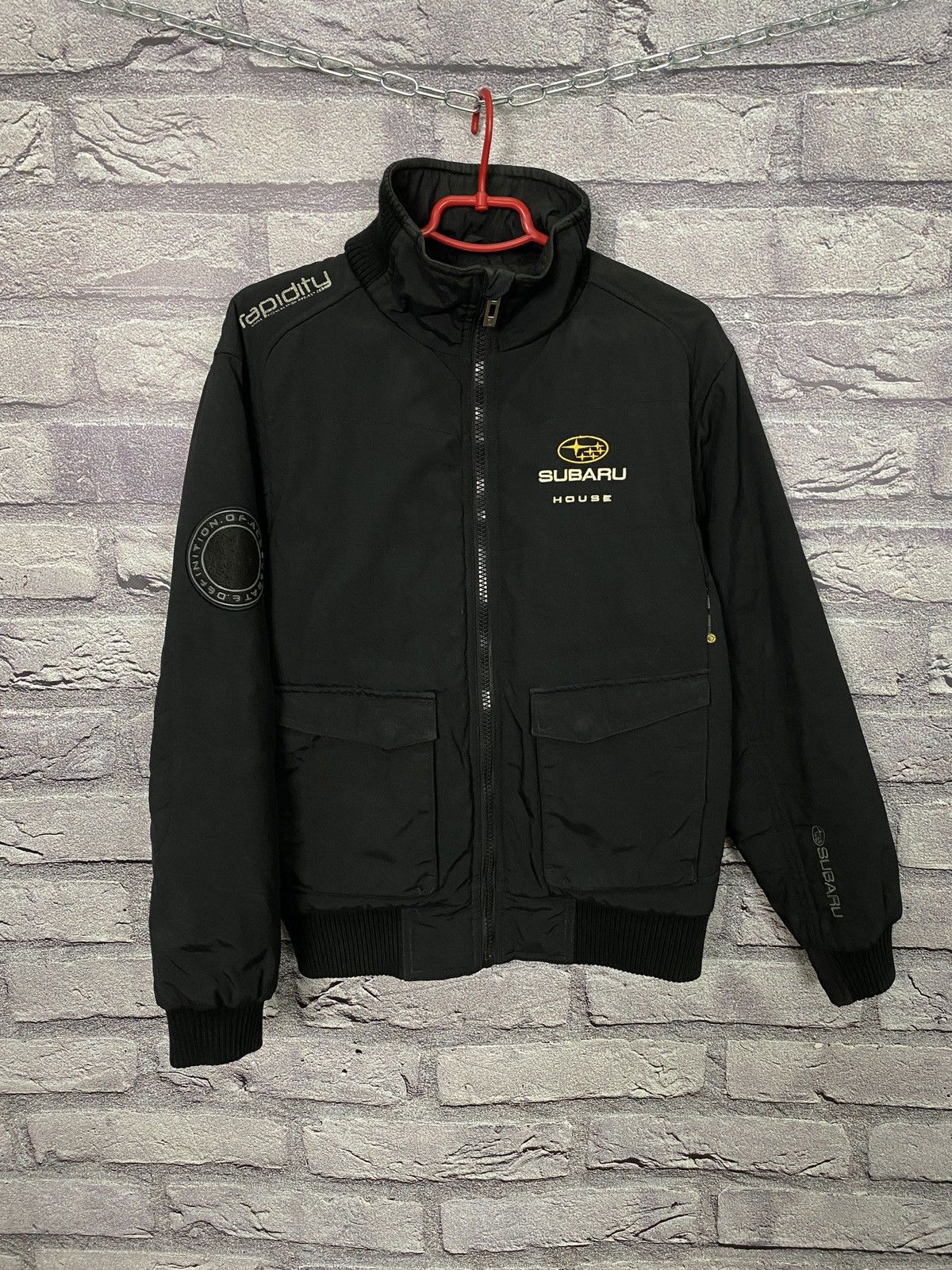image of Racing x Vintage Subaru Rally Champion Team Jacket Formula 1 in Black/White/Yellow (Size Medium)