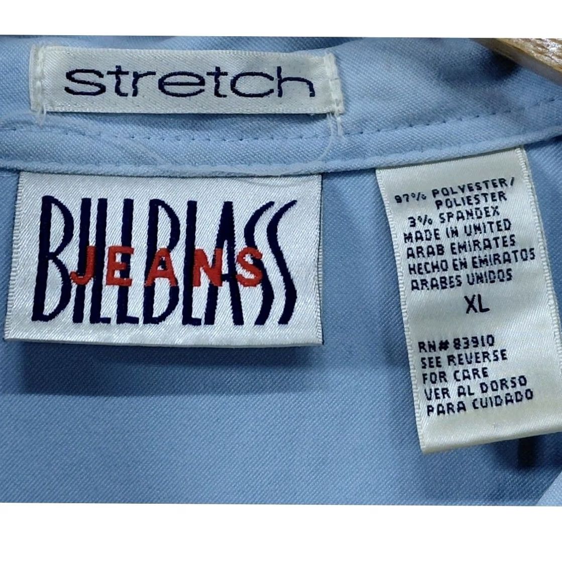 Bill Blass BILL BLASS Shirt Button-Up Solid Knit Stretch Long Sleeve Men XL Blue Casual, Business Dress Shirt, Cotton Polyester, Regular Fit Size US XL / EU 56 / 4 - 4 Thumbnail