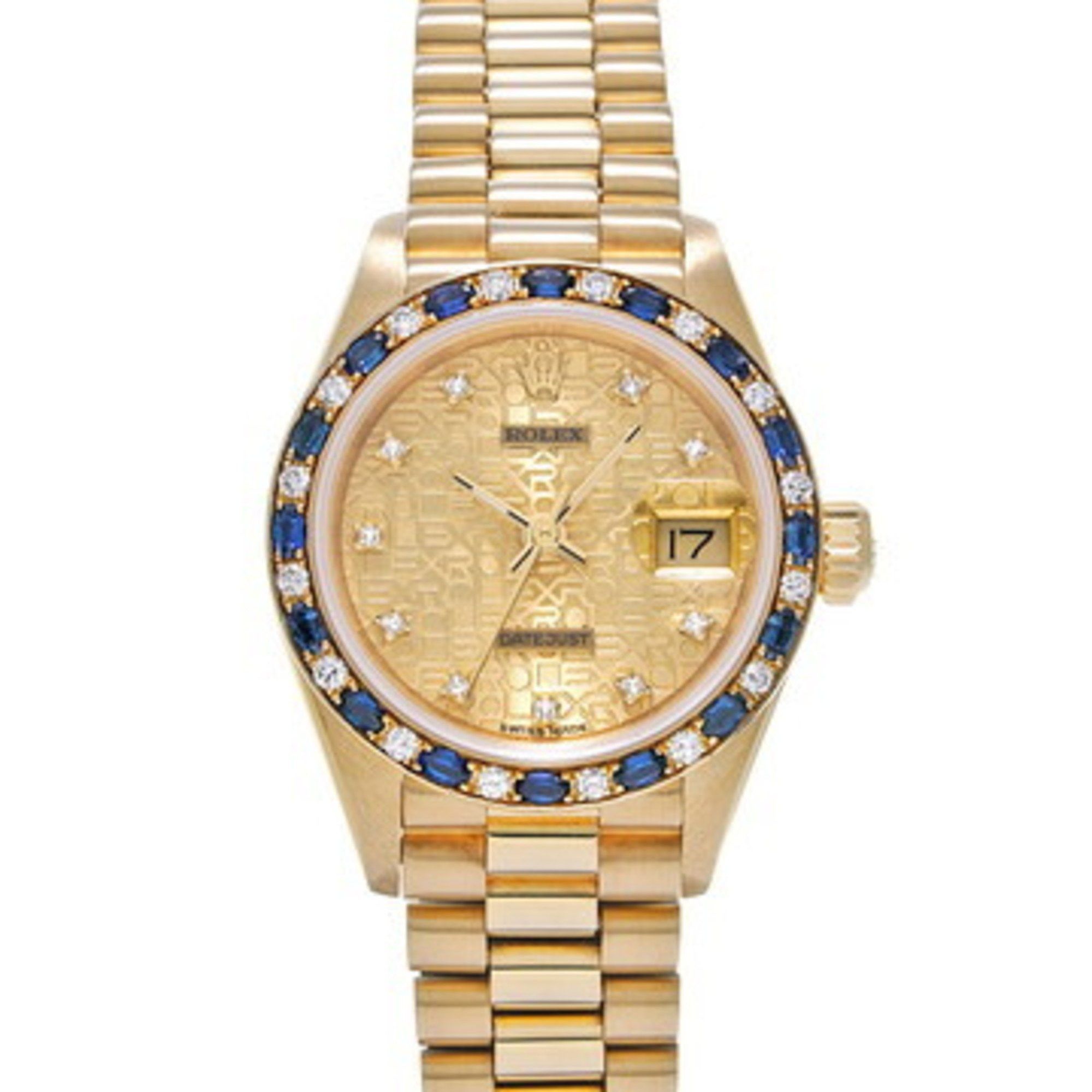 Rolex Datejust Diamond/sapphire Bezel 69198Sa L Series (Manufactured Around 1989) Champagne Computer/diamond Ladies Watch Automatic, Women's