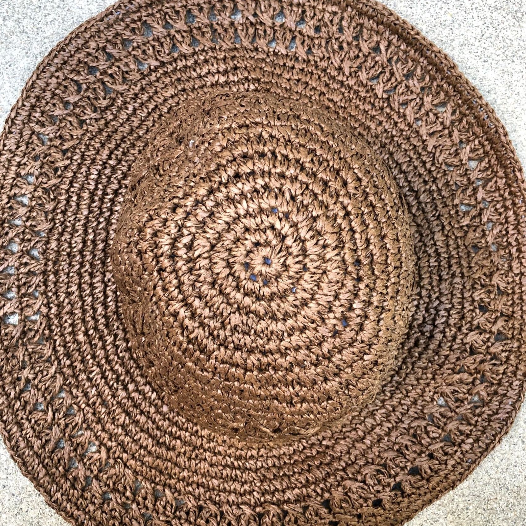 Vintage VINTAGE TIME & TRU Floppy Sun Hat Women's One Size Wide Brim Cap Crochet Brown Packable Sun Hat Womens One Size Brown Packable Size ONE SIZE - 3 Thumbnail