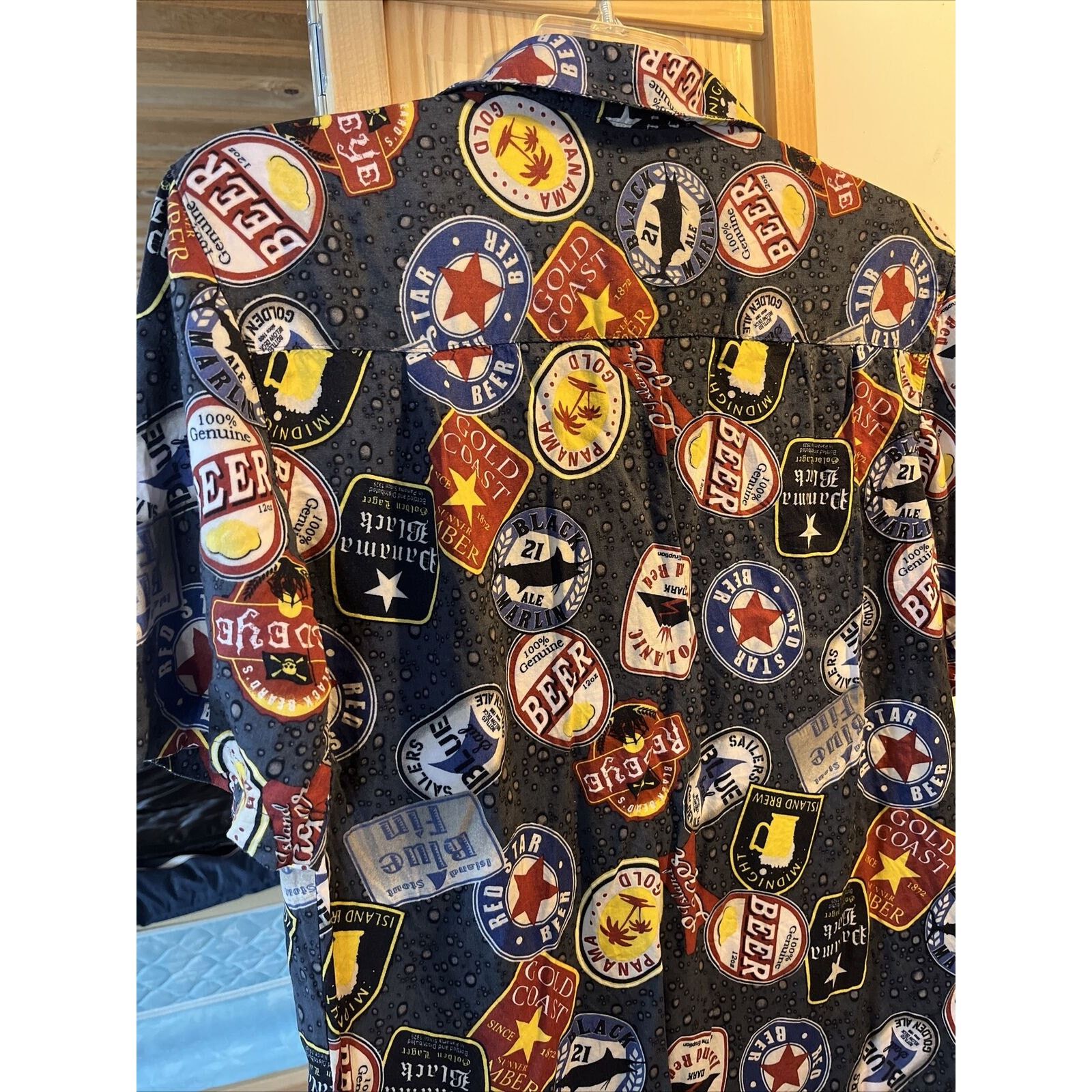 George George Men's Small 34-36 Gray Beer Print SS Rayon Shirt Size US S / EU 44-46 / 1 - 17 Thumbnail